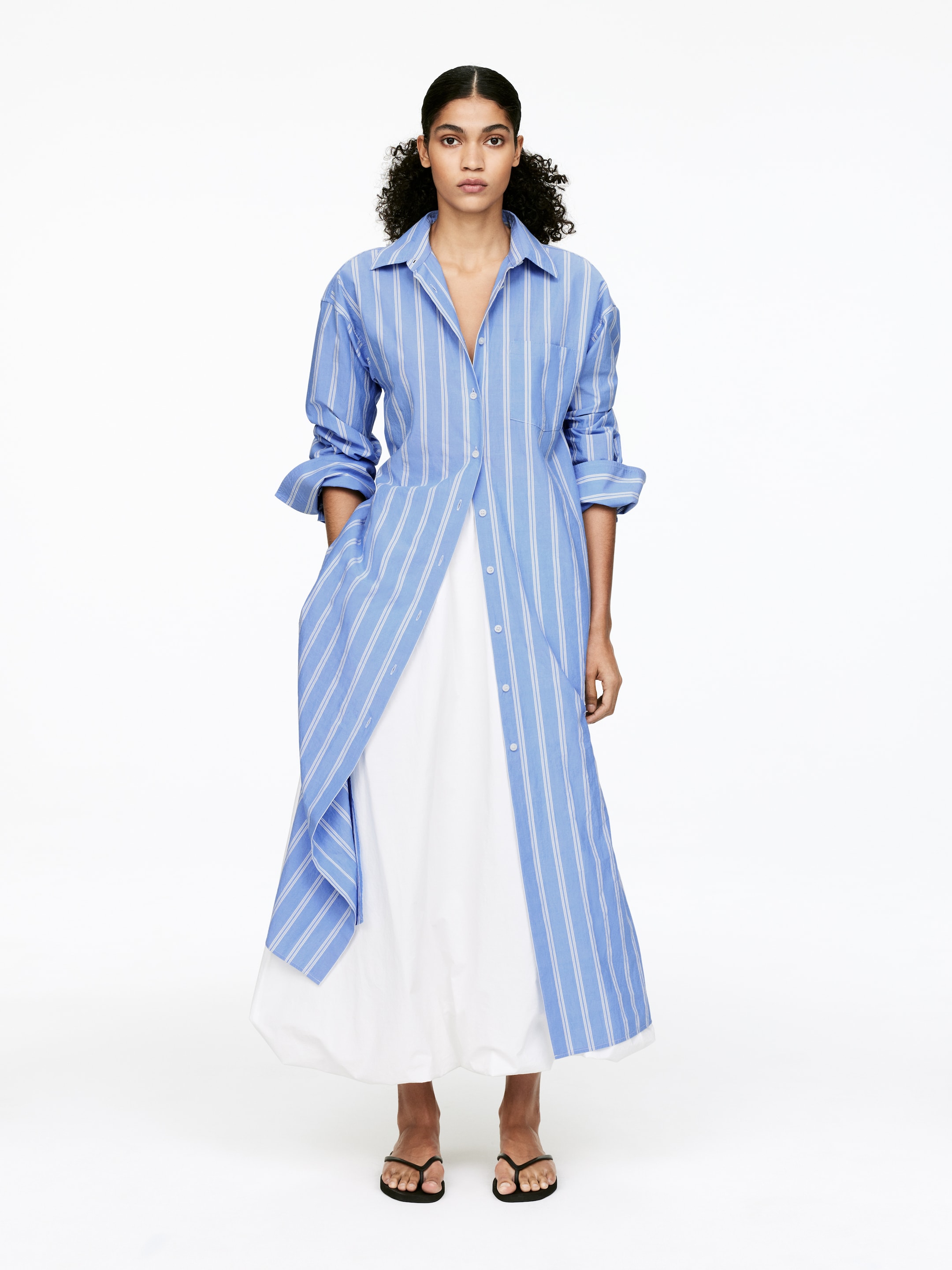 Zobraziť väčší obrázok: Bavlnené košeľové šaty - Modrá/Biela - ŽENY | H&M SK 2