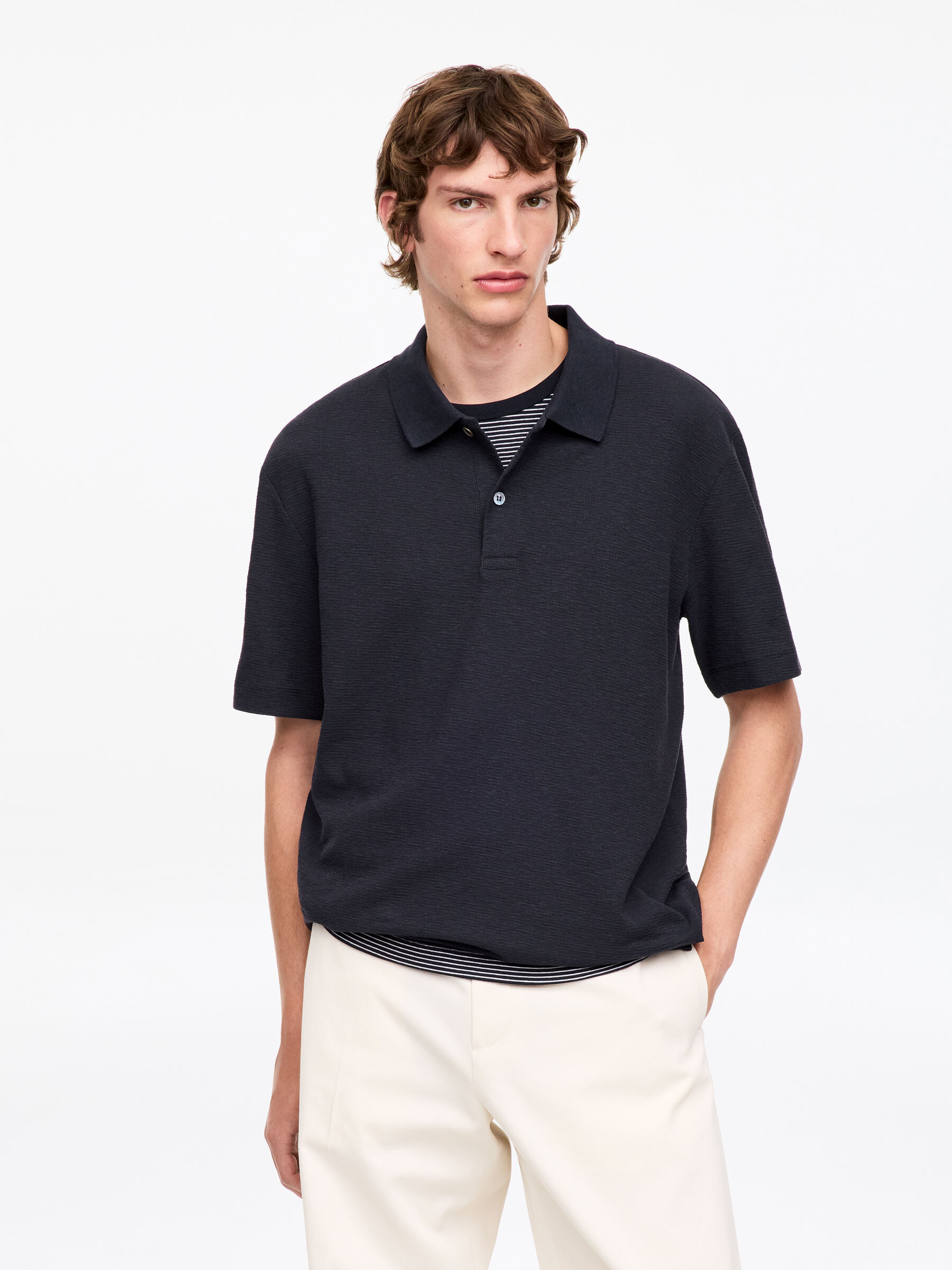Poloshirt aus Baumwoll-Leinen - Dunkelblau - Regular Fit - Herren - StillMedia/Lookbook - 4