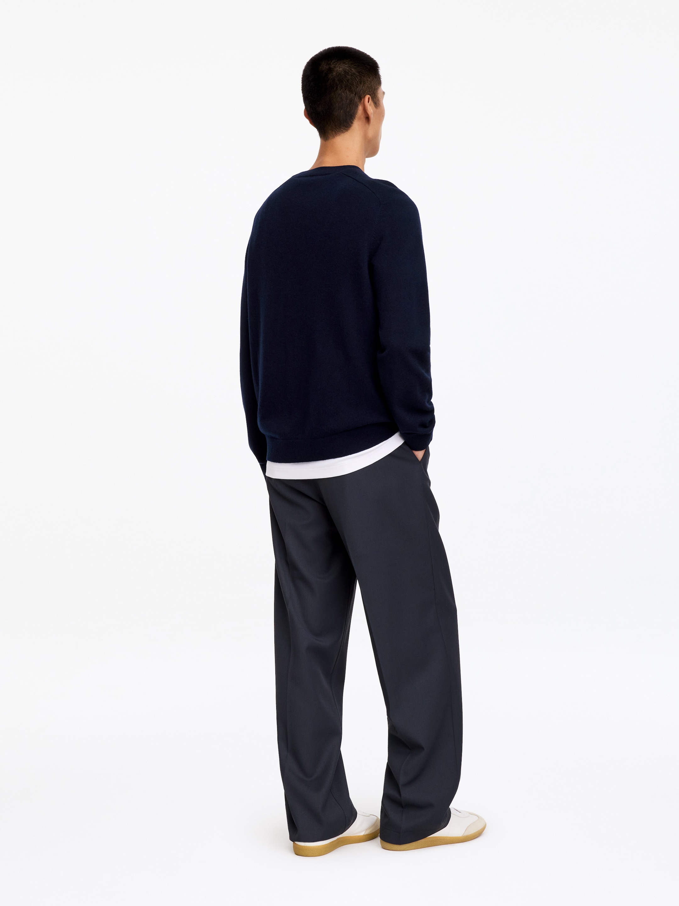 Maglione in lana con lavorazione sottile - Blu scuro - Regular fit - men - StillMedia/Lookbook - 2