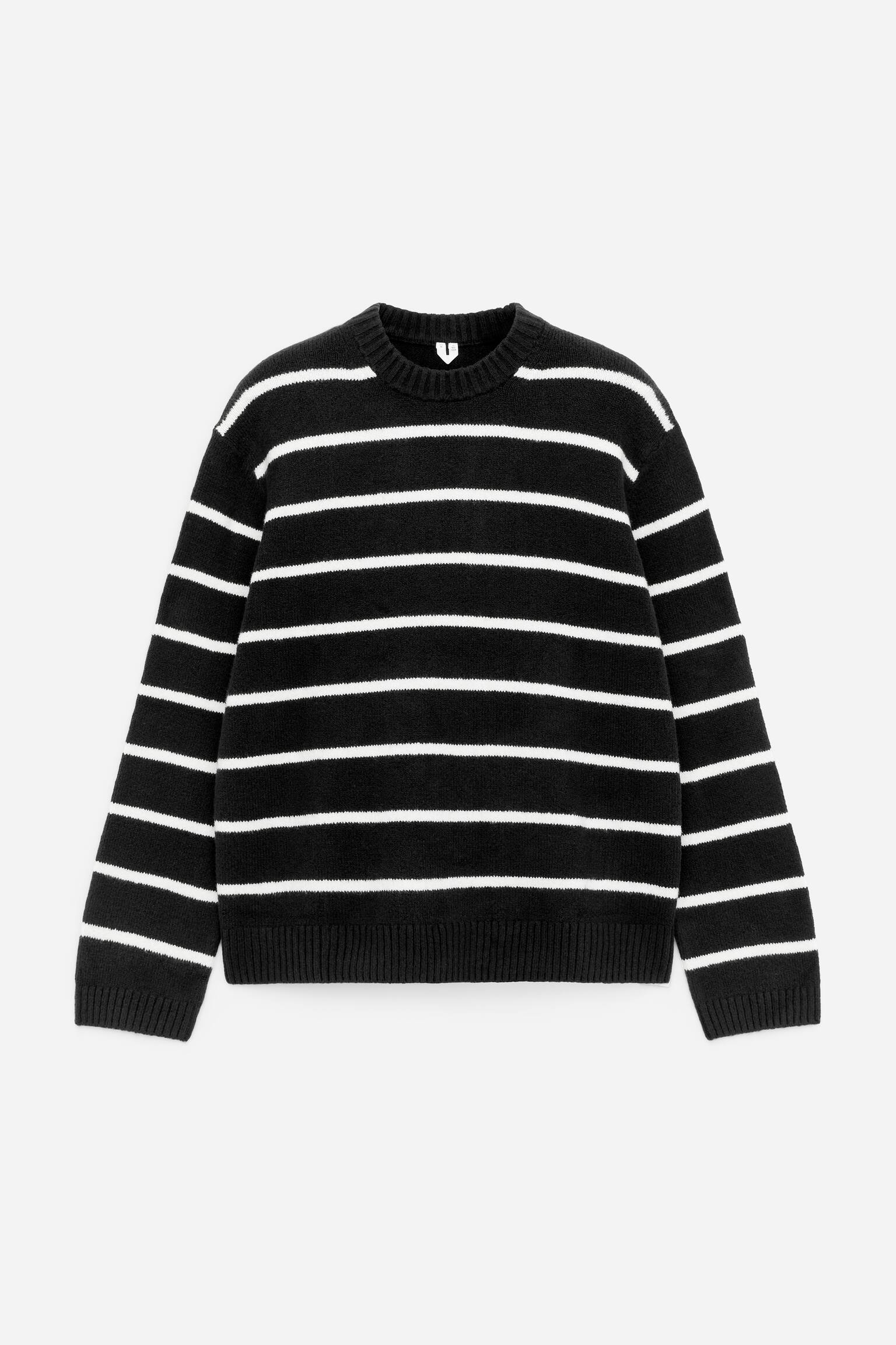 Ruimvallende trui van een katoenmix - Zwart/wit/Gebroken wit/rood - 2