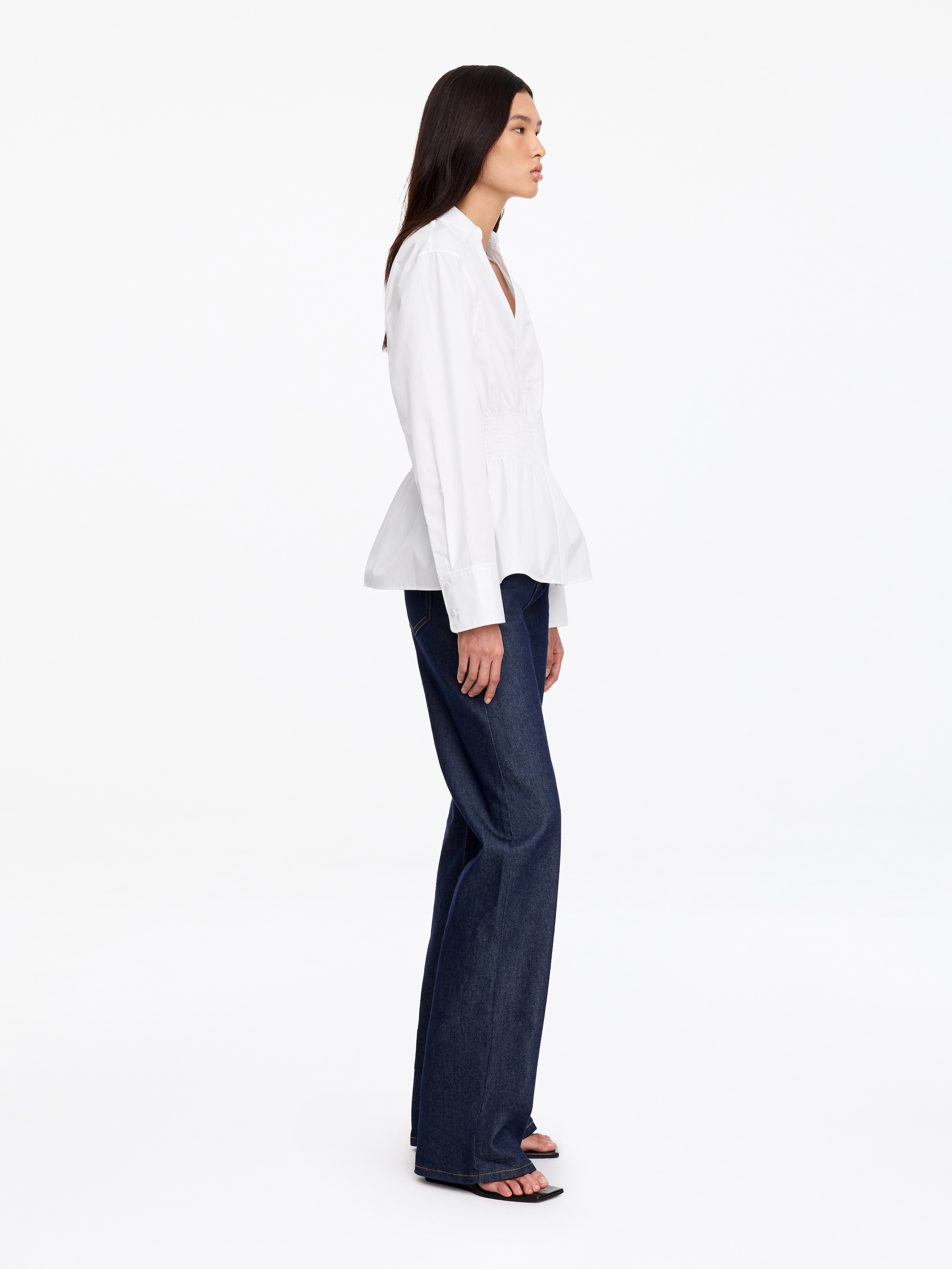 Marszczona bawełniana koszula - Biały - Wąski fason - women - StillMedia/Lookbook - 5