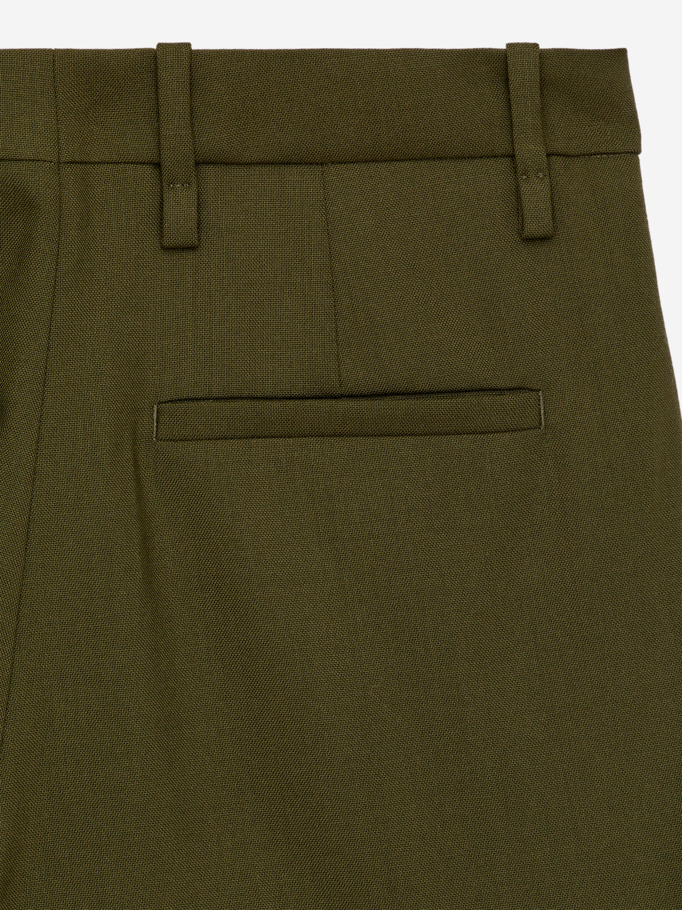 Hopsack Wool Trousers - Dark Green - Relaxed fit - Women - StillMedia/DescriptiveDetail - 2
