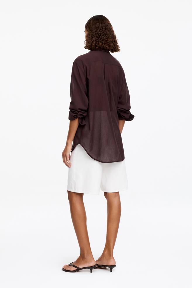 Relaxed Crêpe Shirt-Brown - 3