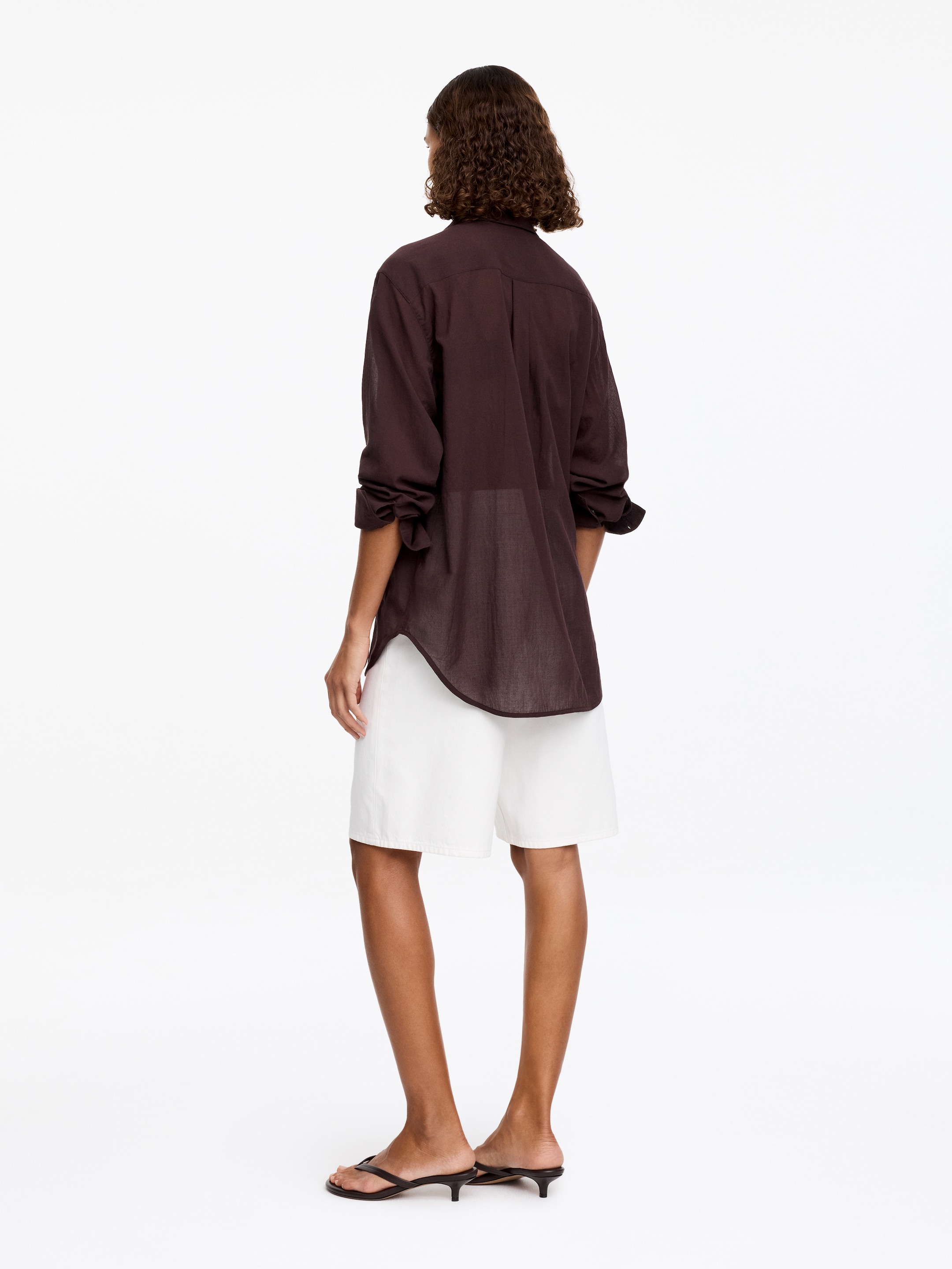 Relaxed Crêpe Shirt - Brown - Regular fit - Women - StillMedia/Lookbook - 5