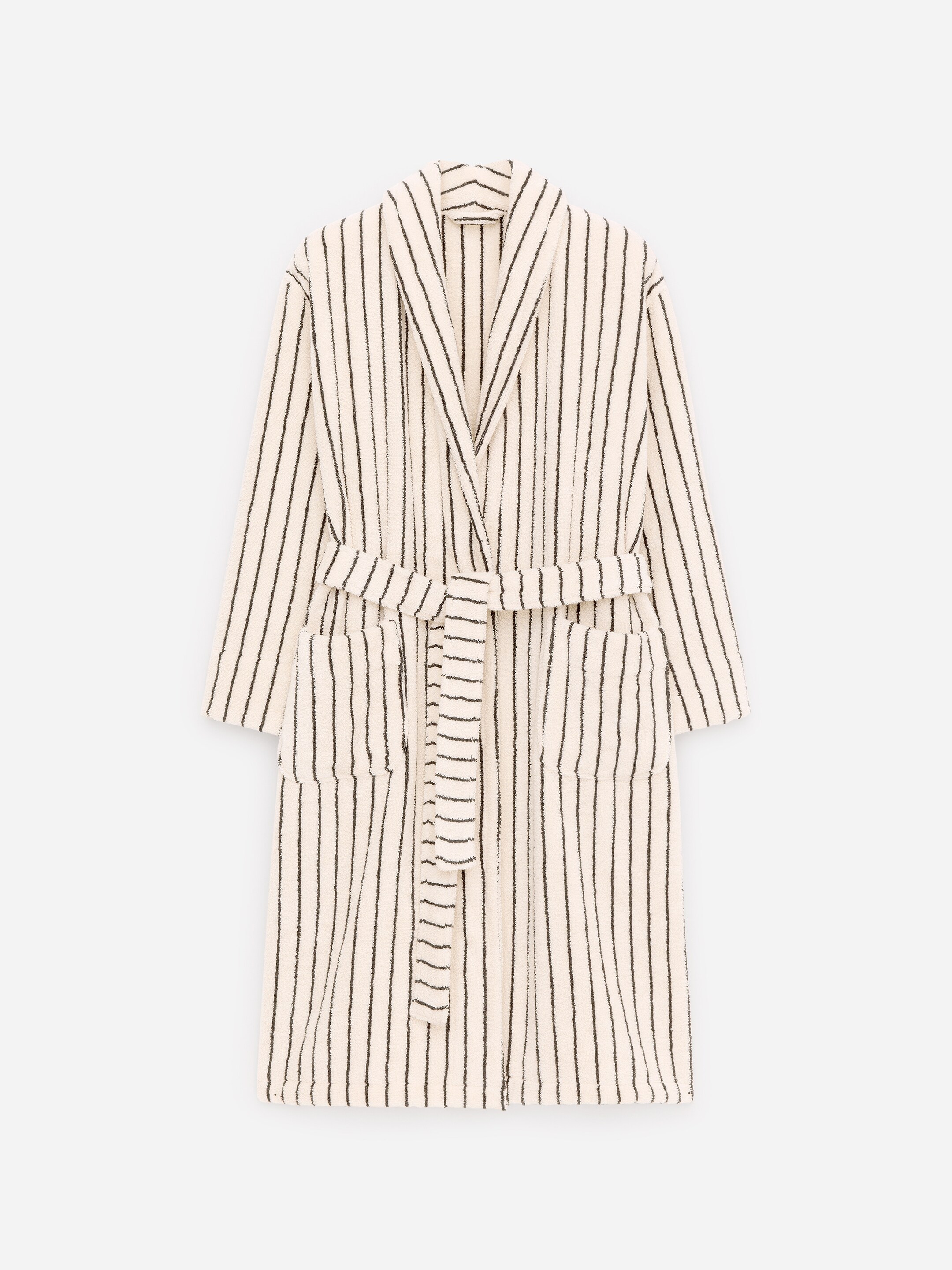 Vezi imaginea mai mare: Halat de baie din Terry de bumbac - Alb murdar/Negru - BĂRBAŢI | H&M RO 8