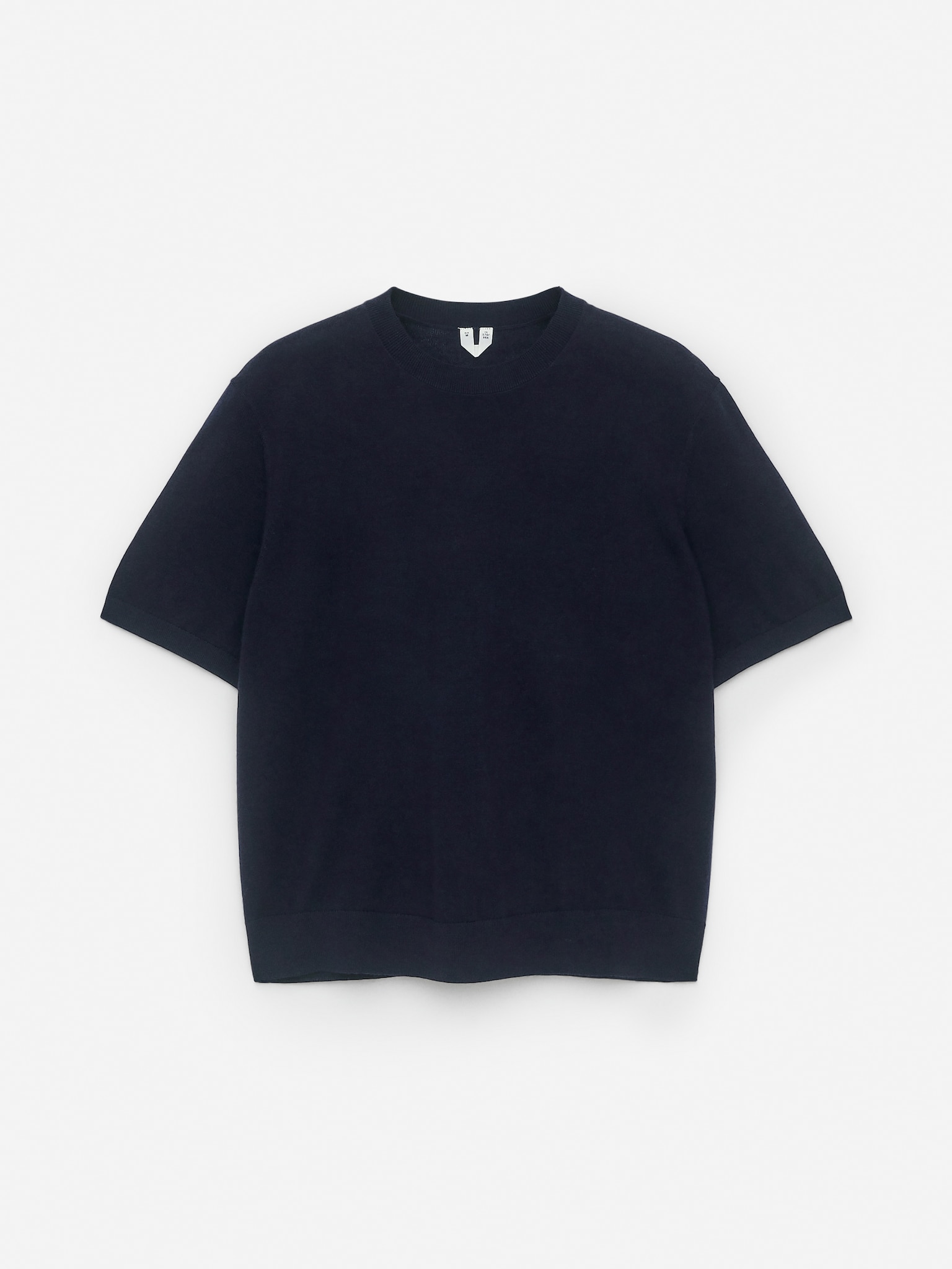 Πλεκτό T-shirt από μαλλί Merino - Σκούρο Μπλε/Ανοιχτό Μπεζ/Red