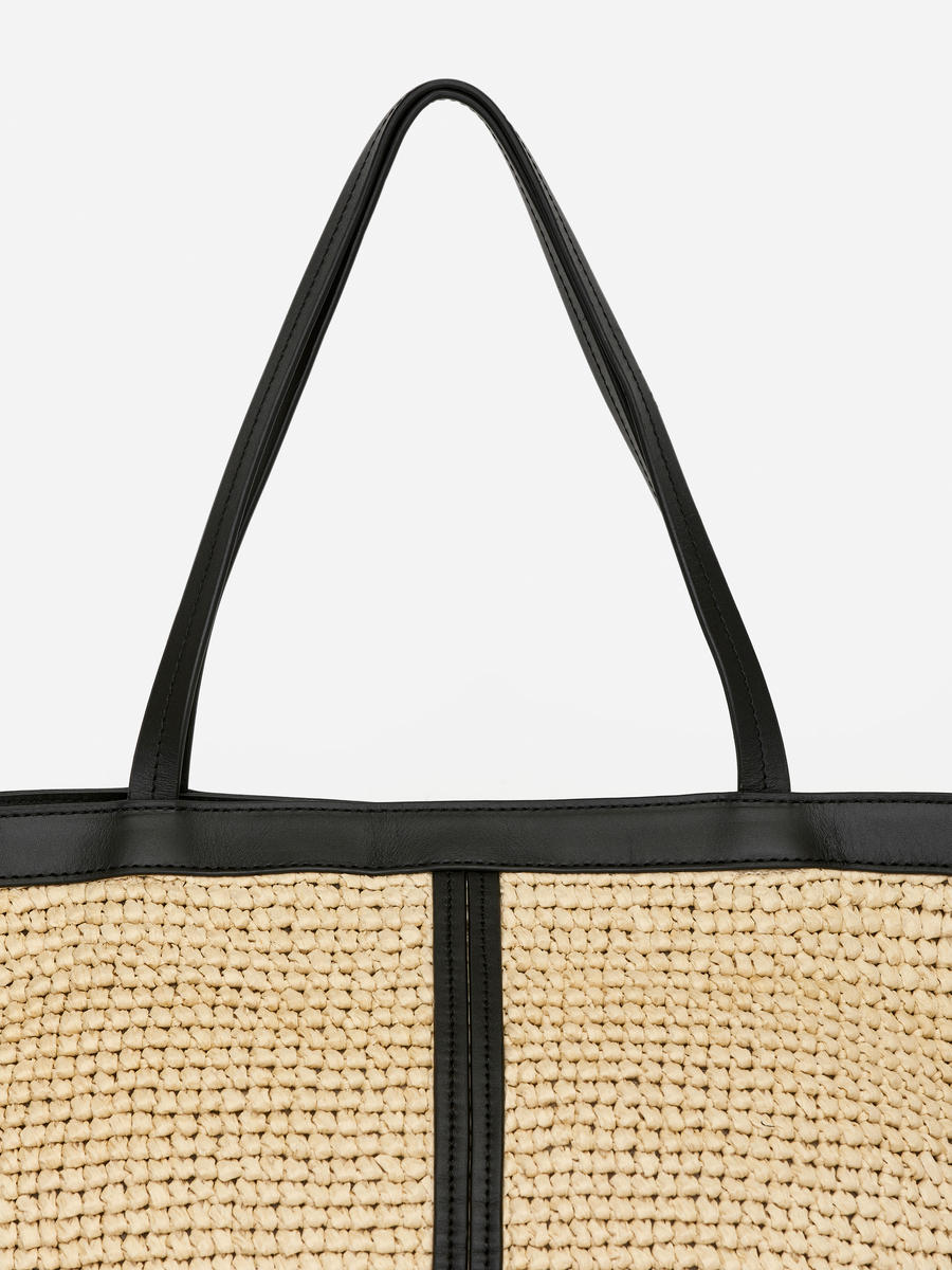 TOTE 38 BAG IN BEIGE BROWN STRAW WOVEN