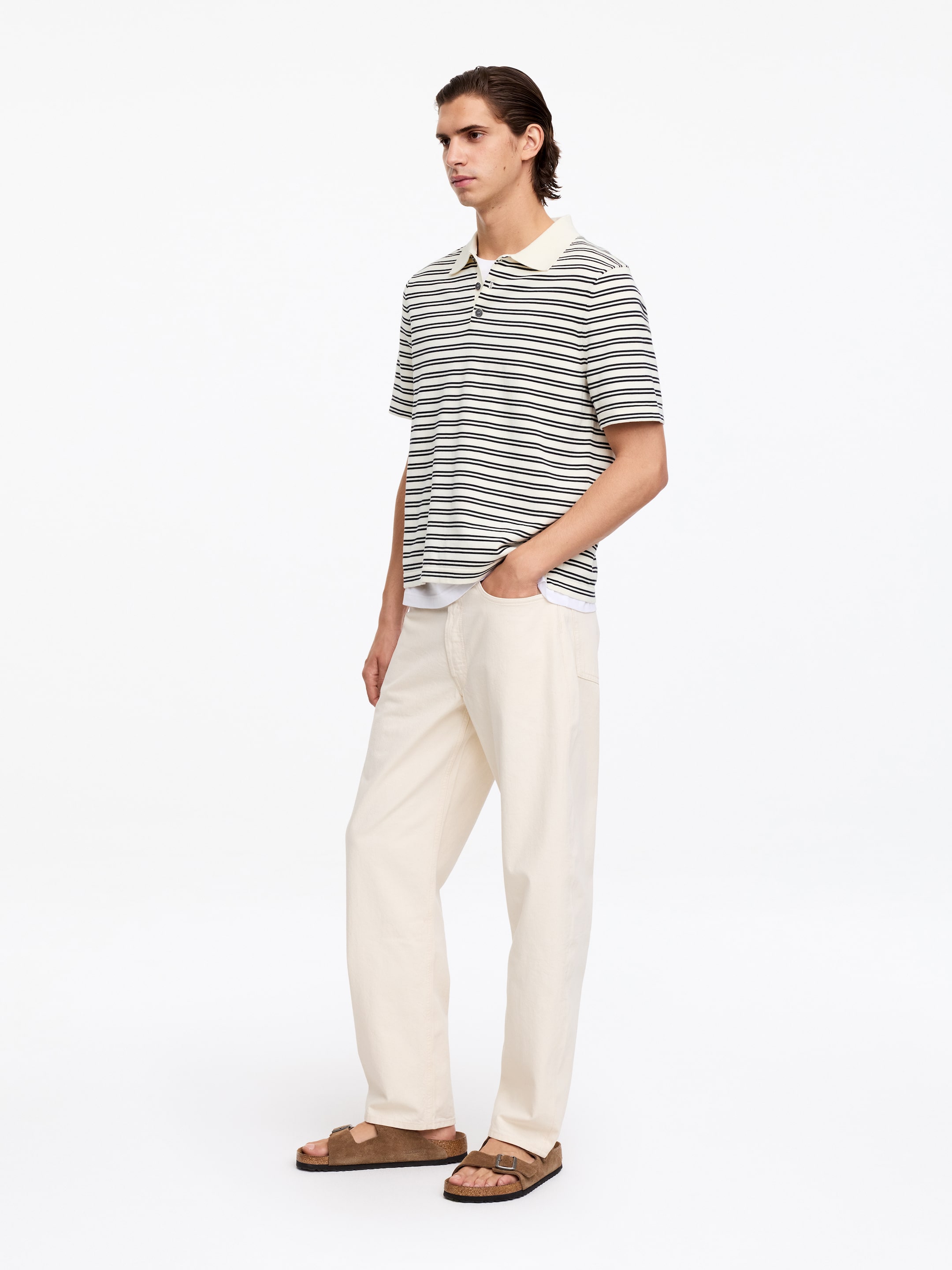 Polo en maille fine - Blanc cassé/Rayé - Regular fit - Homme - StillMedia/Lookbook - 2