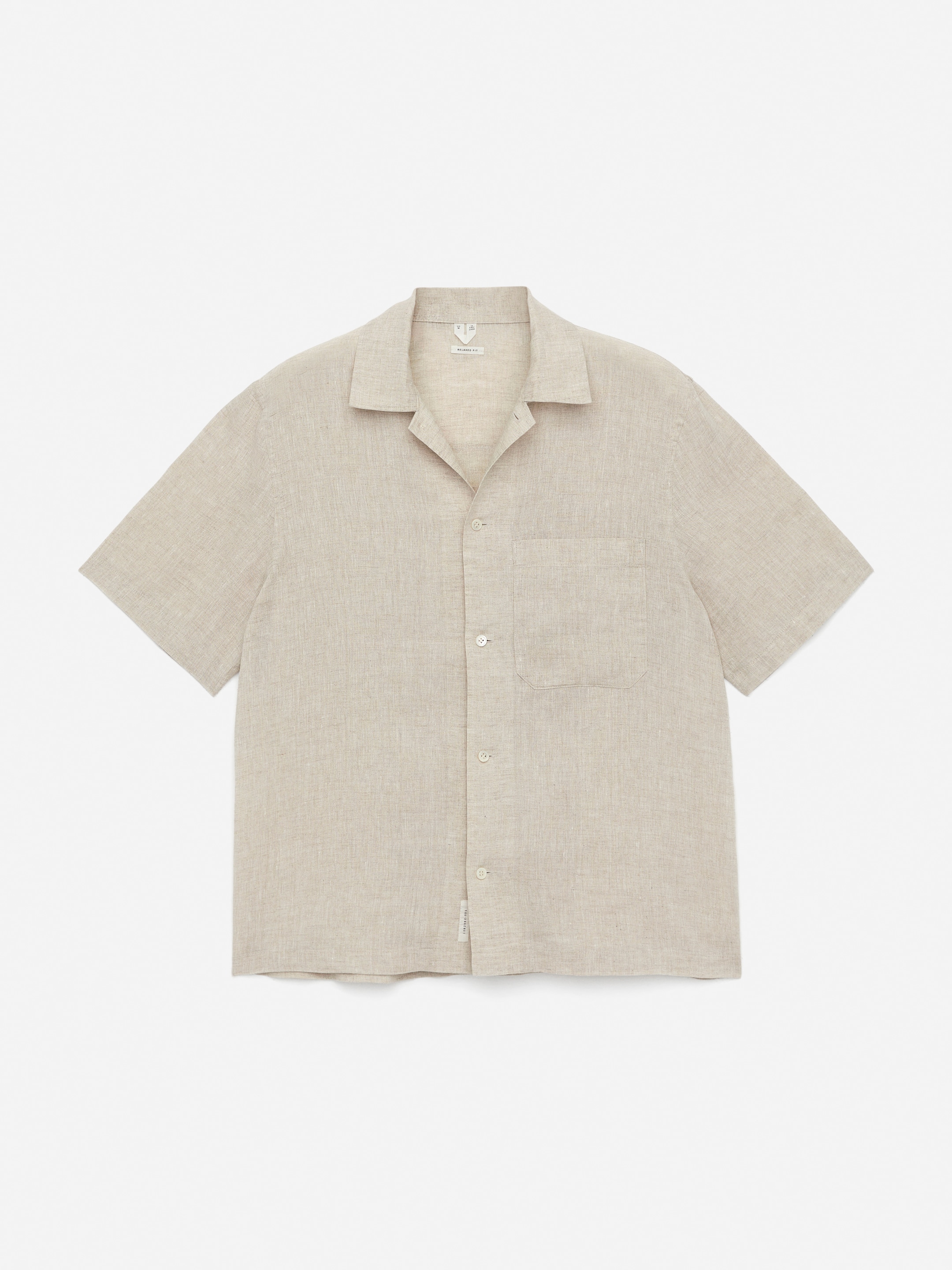 Short-Sleeve Linen Shirt-#9D9681-15498