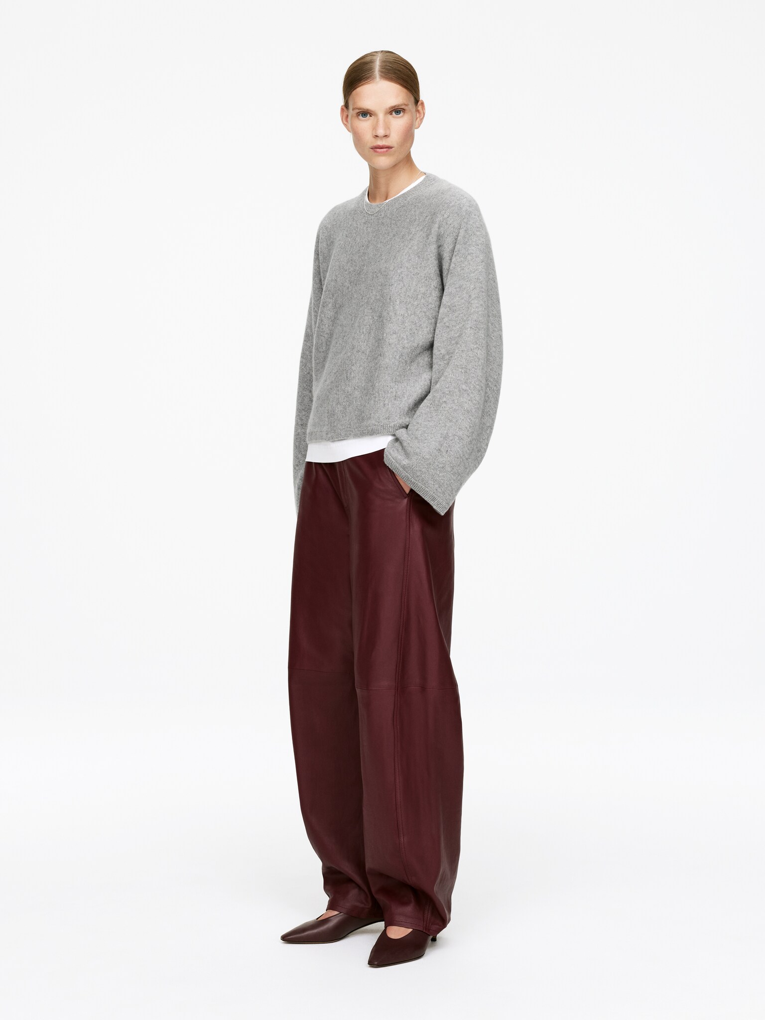 Pull 100 % cachemire avec découpes​ - Gris chiné - 5