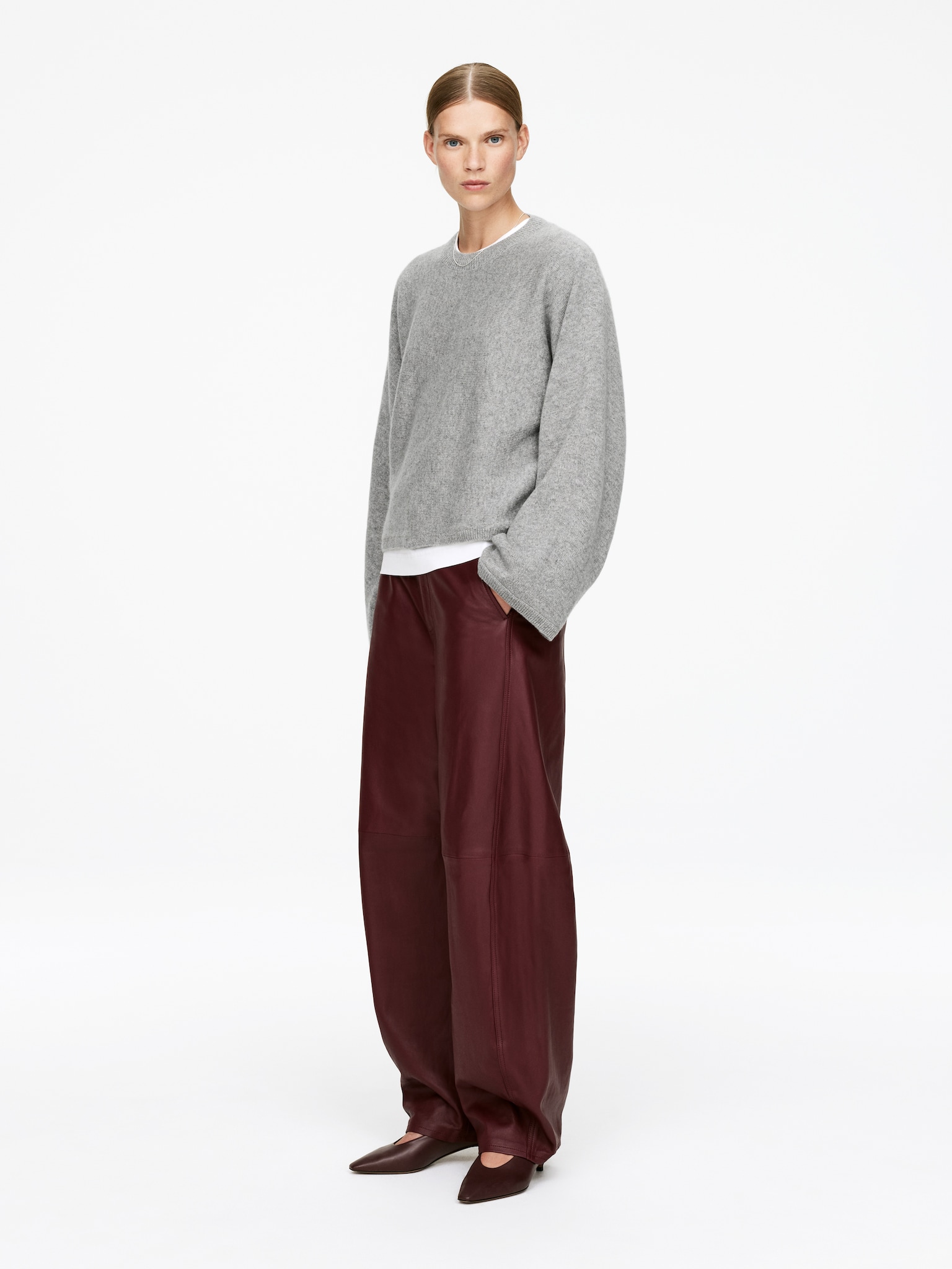 Cut-Out Pure Cashmere Jumper​ - Grey Melange - 6