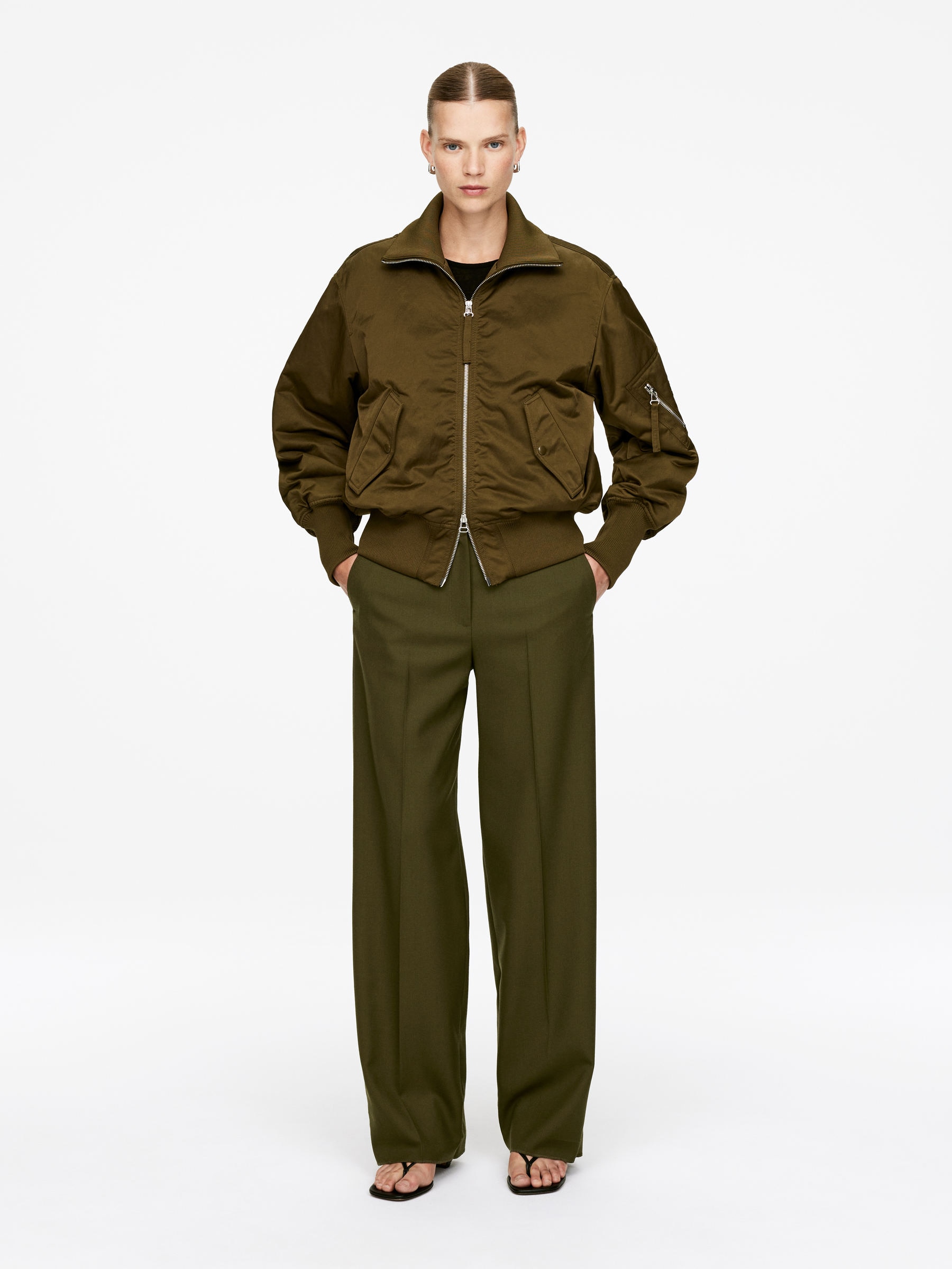 Hopsack Wool Trousers-#585340-16808