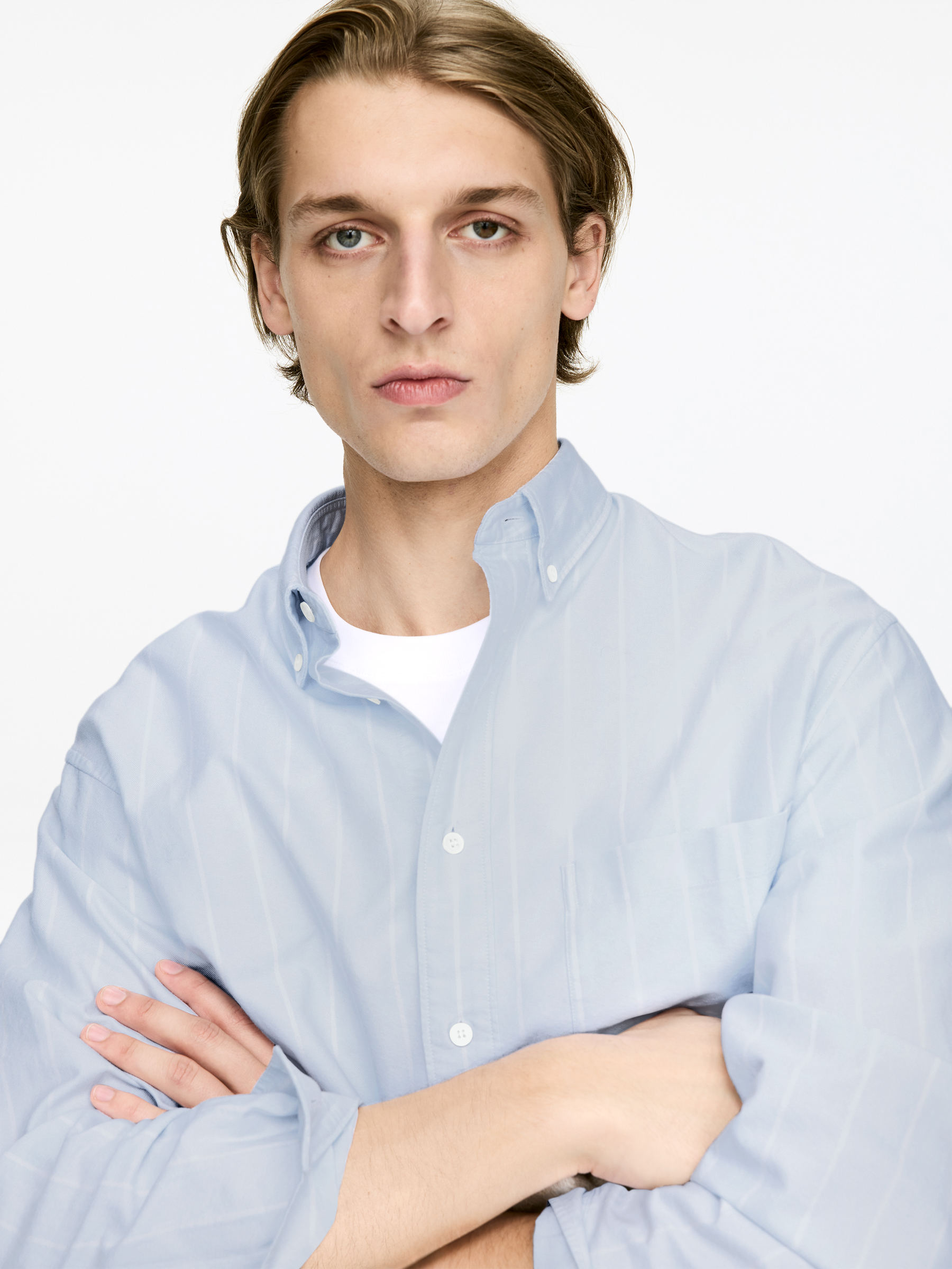 Oversized Oxford Shirt - Blue/White - Oversized - Men - StillMedia/Lookbook - 6