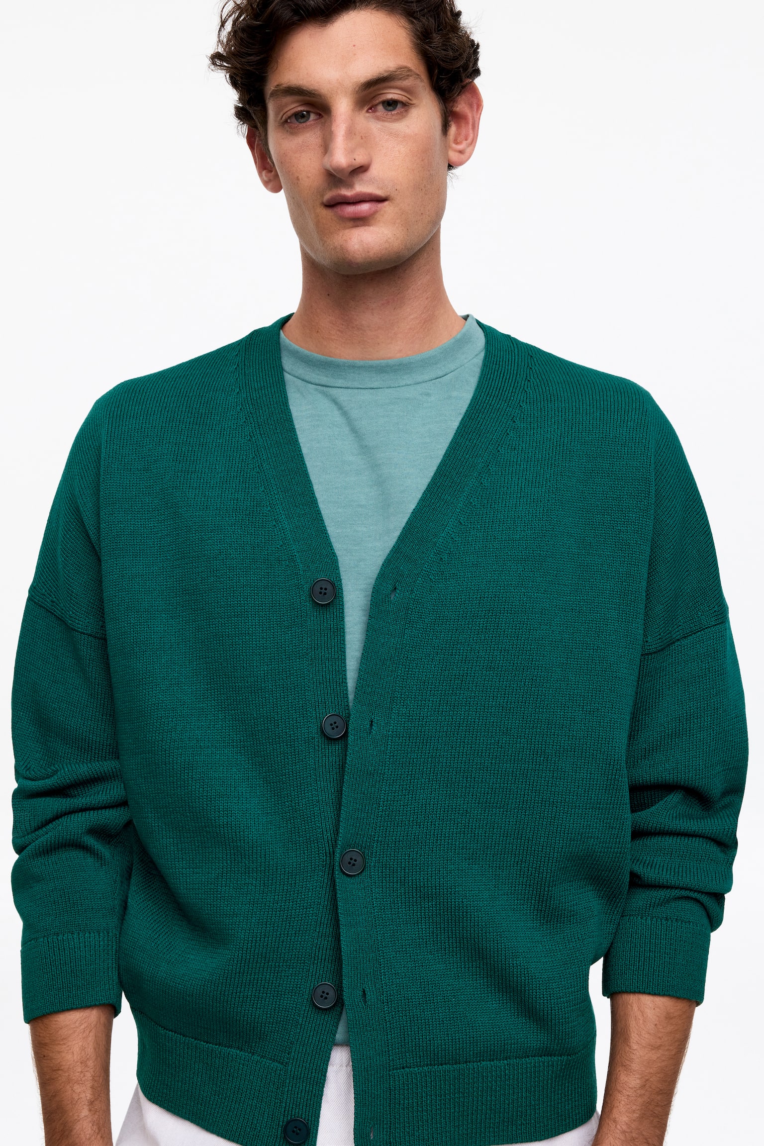 Bomuldscardigan - Mørkegrøn/Mørkeblå - 5