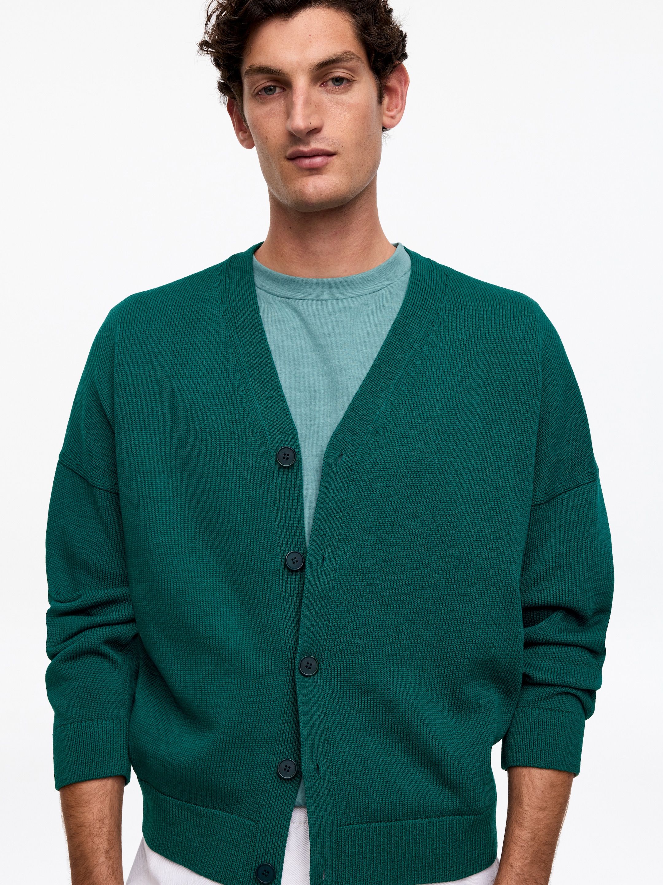 Cotton Cardigan - Dark Green - Loose fit - Men - StillMedia/Lookbook - 5