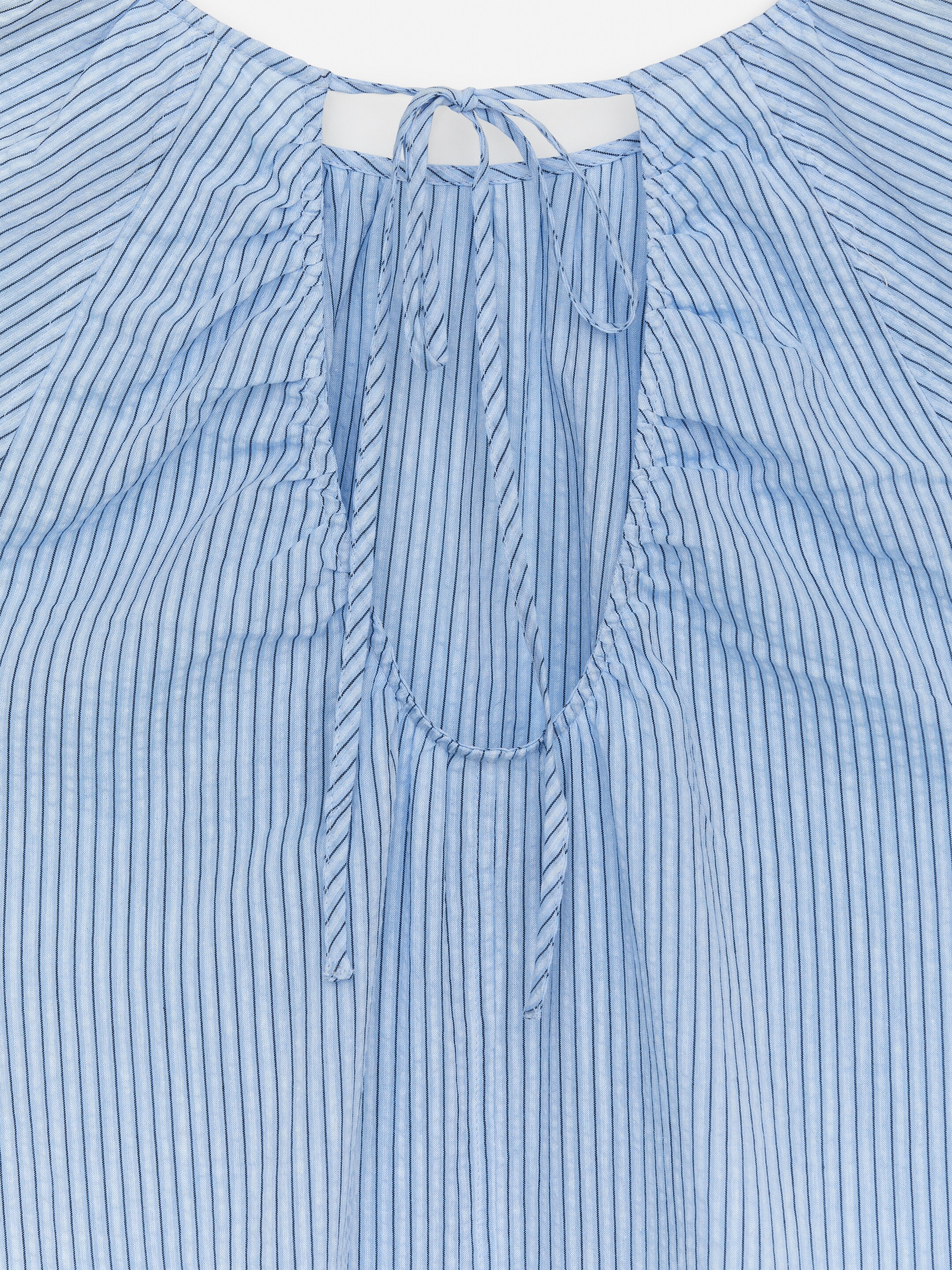 Agrandir l'image: Chemisier décontracté en coton et lin - Bleu clair/Rayures - FEMME | H&M FR 6