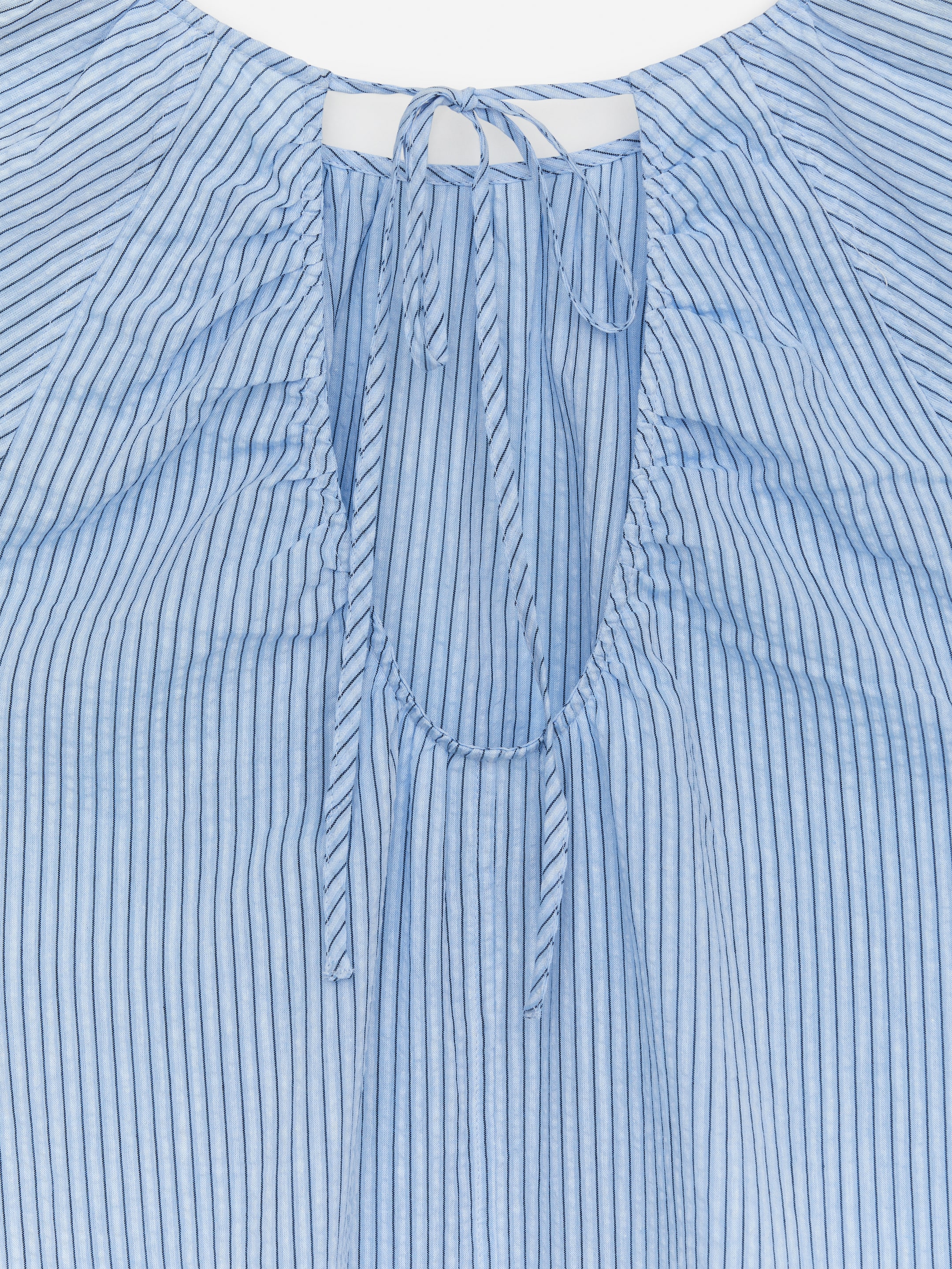Visualizza immagine più grande: Blusa con vestibilità rilassata in cotone e lino - Azzurro/Righe - DONNA | H&M IT 6