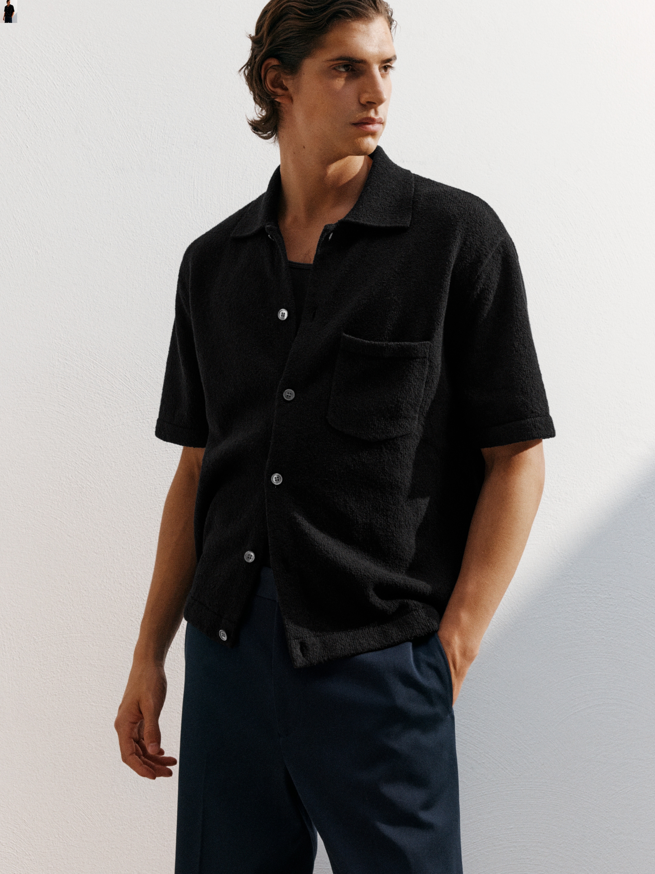 Wide Dressed Cotton Trousers - Dark Blue - Loose fit - Men - StillMedia/Environmental - 1