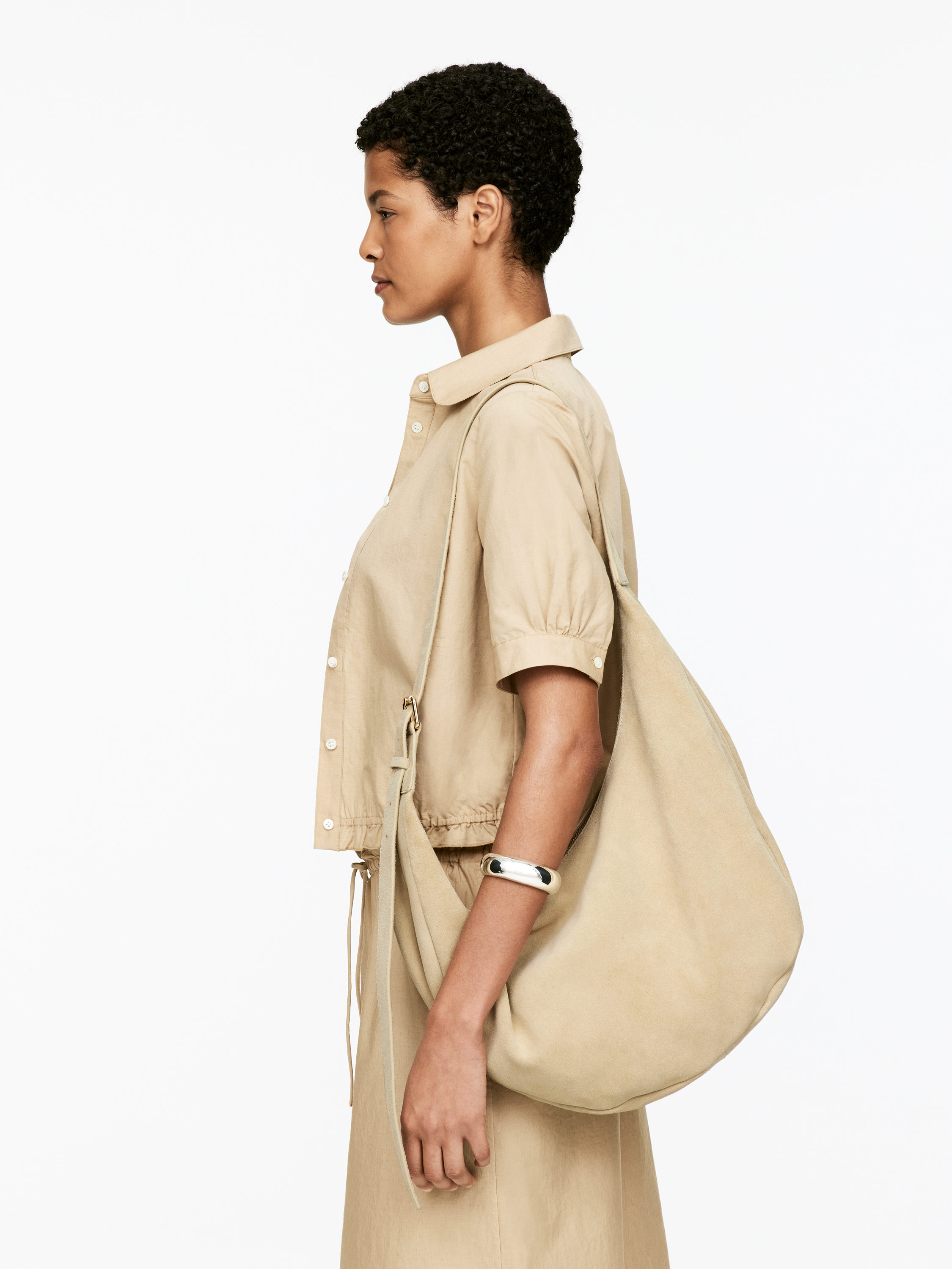 Curved Suede Bag - Beige - Women - StillMedia/Lookbook - 7