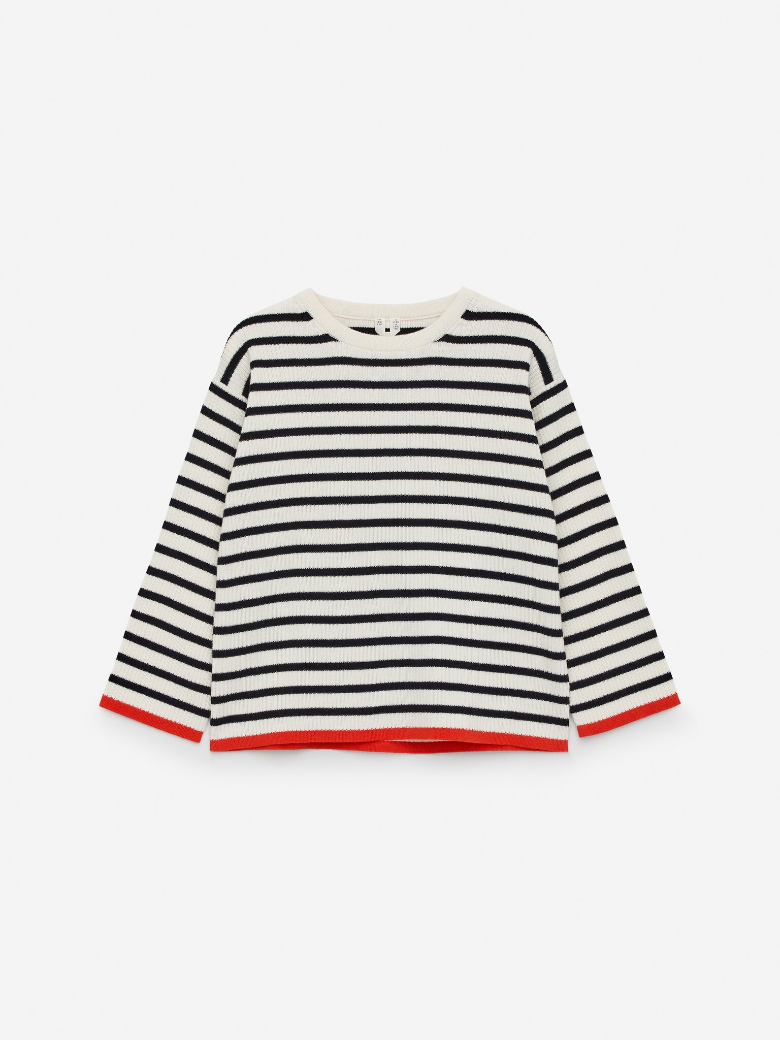 Maglione in cotone con lavorazione a coste - Bianco sporco/Blu/Rosso