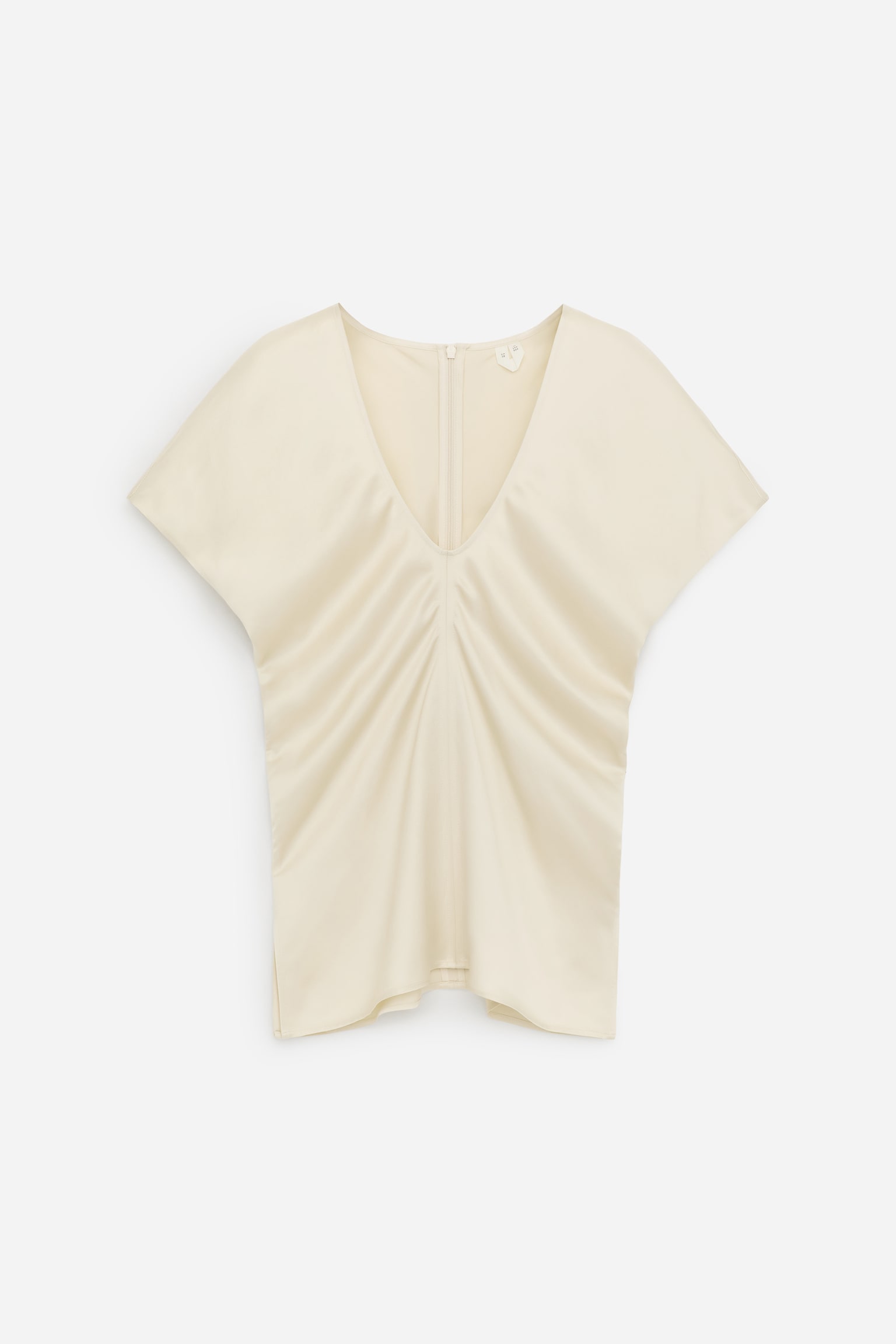 Drapeerattu satiinipaita - Vaalea beige - 2