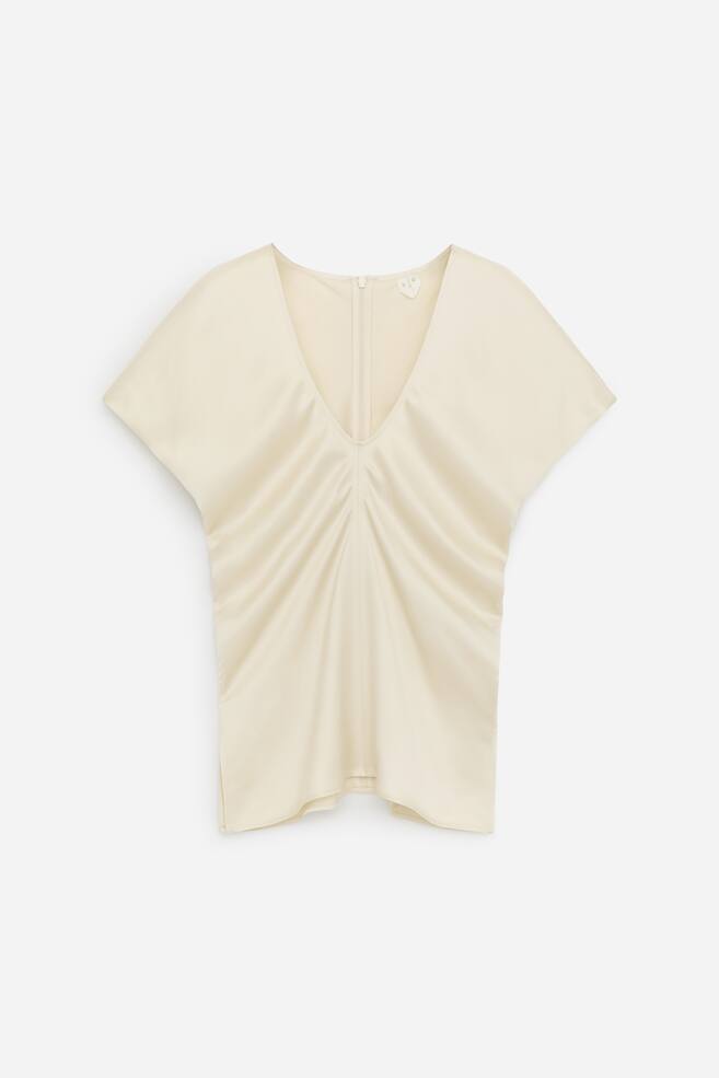 Drapeerattu satiinipaita - Vaalea beige - 1