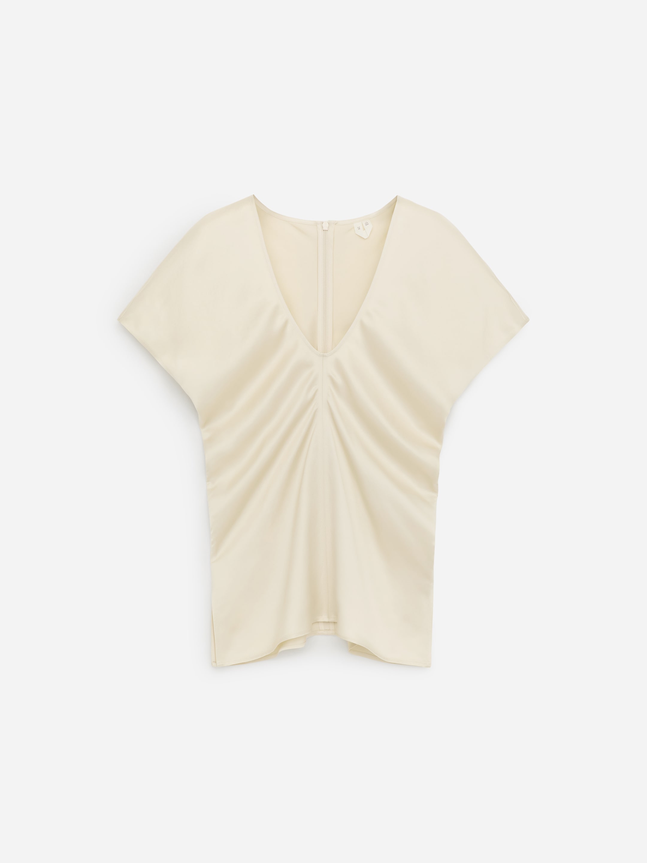 Draped Satin Top-Beige-18269