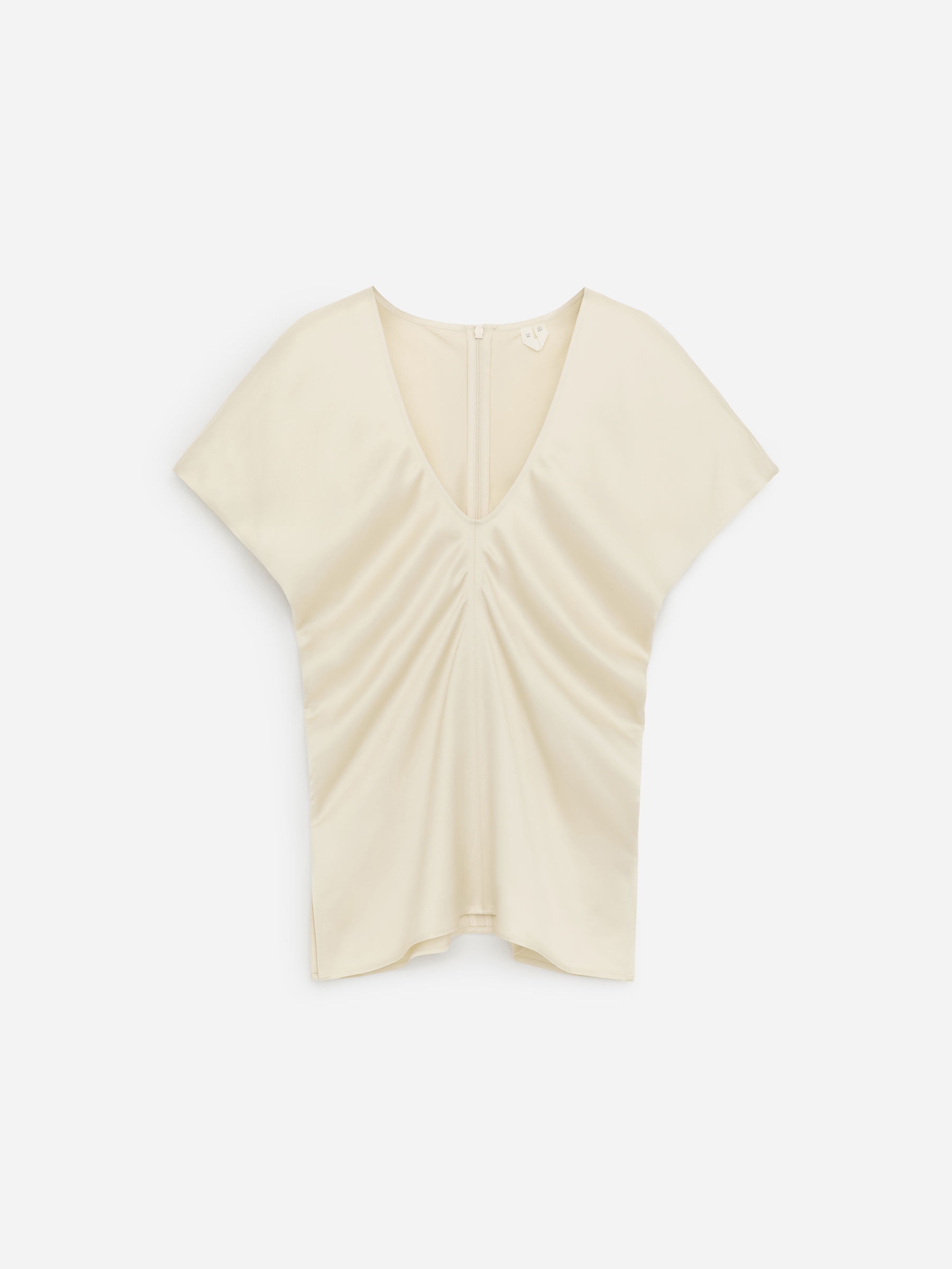 Haut drapé en satin - Beige clair - Slim fit - Femme - StillMedia/DescriptiveStillLife - 1