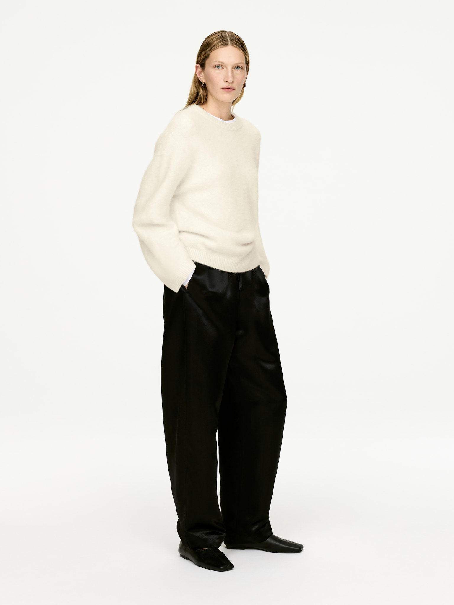 Pull en mélange de laine et d'alpaga - Blanc cassé/Bordeaux foncé/Noir/Rouge/Beige/Rouge-orangé/Gris clair - 6