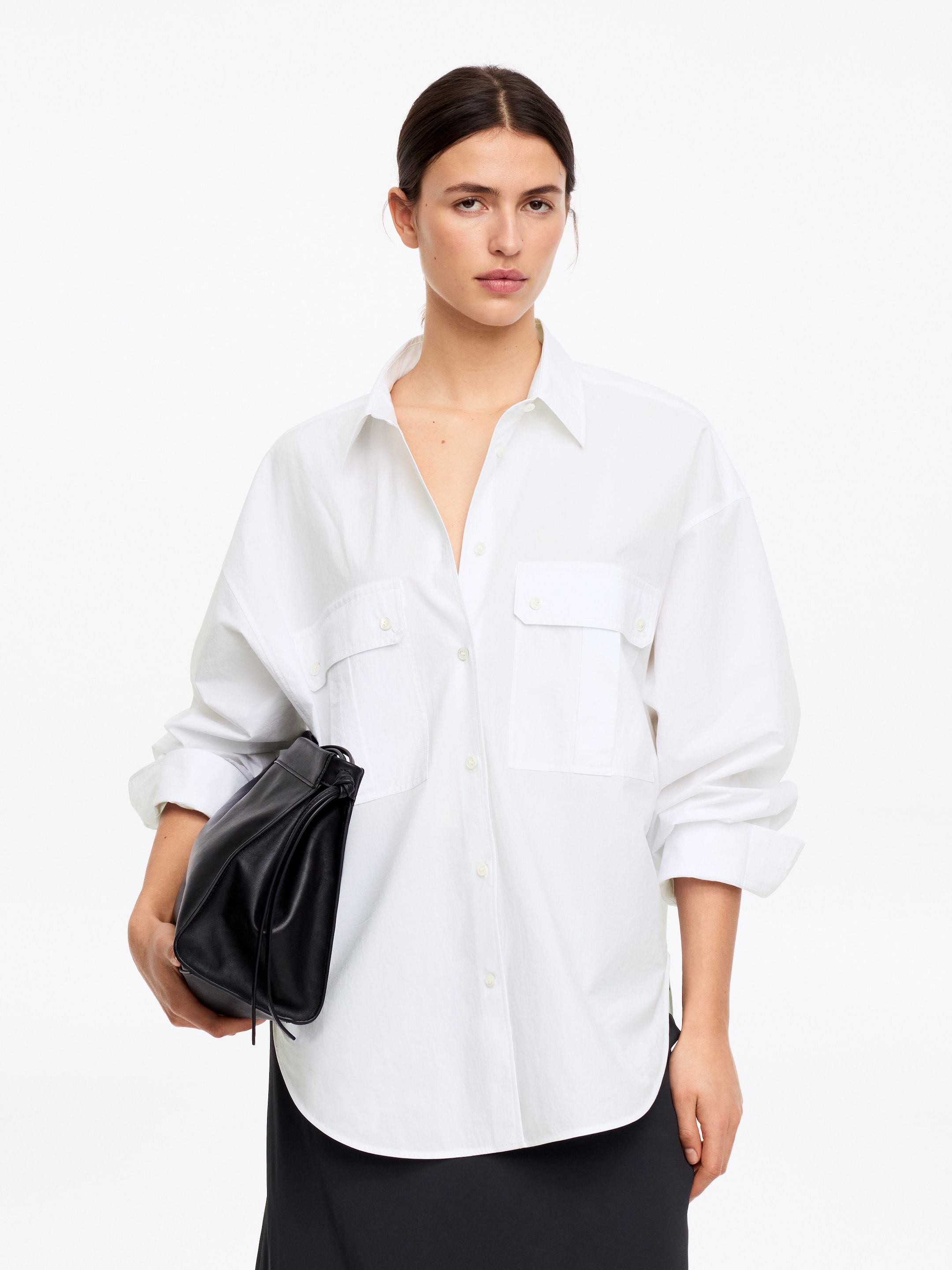 Utility Cotton Shirt - White - Loose fit - Women - StillMedia/Lookbook - 2