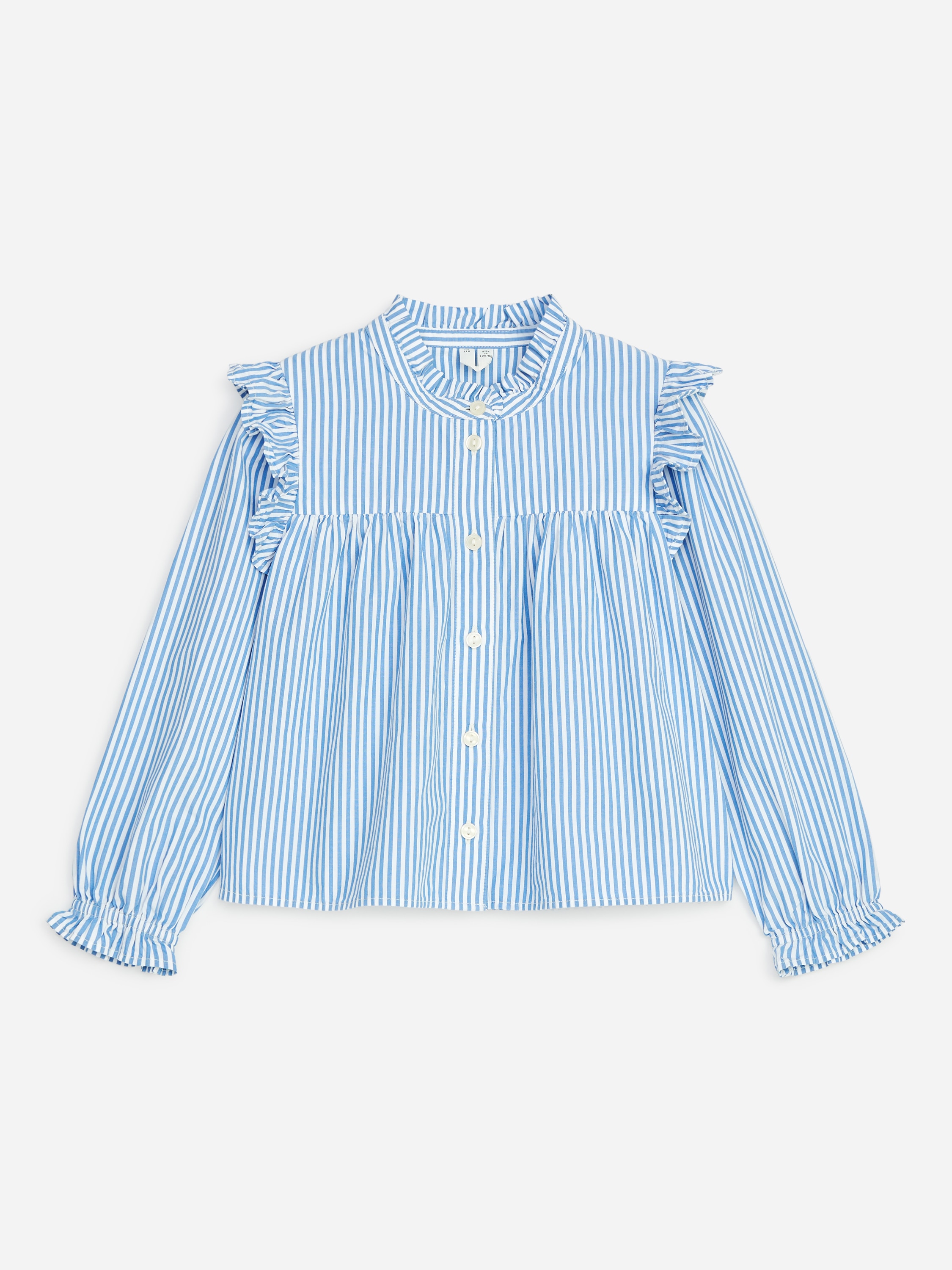 Frill Blouse - Blue/White