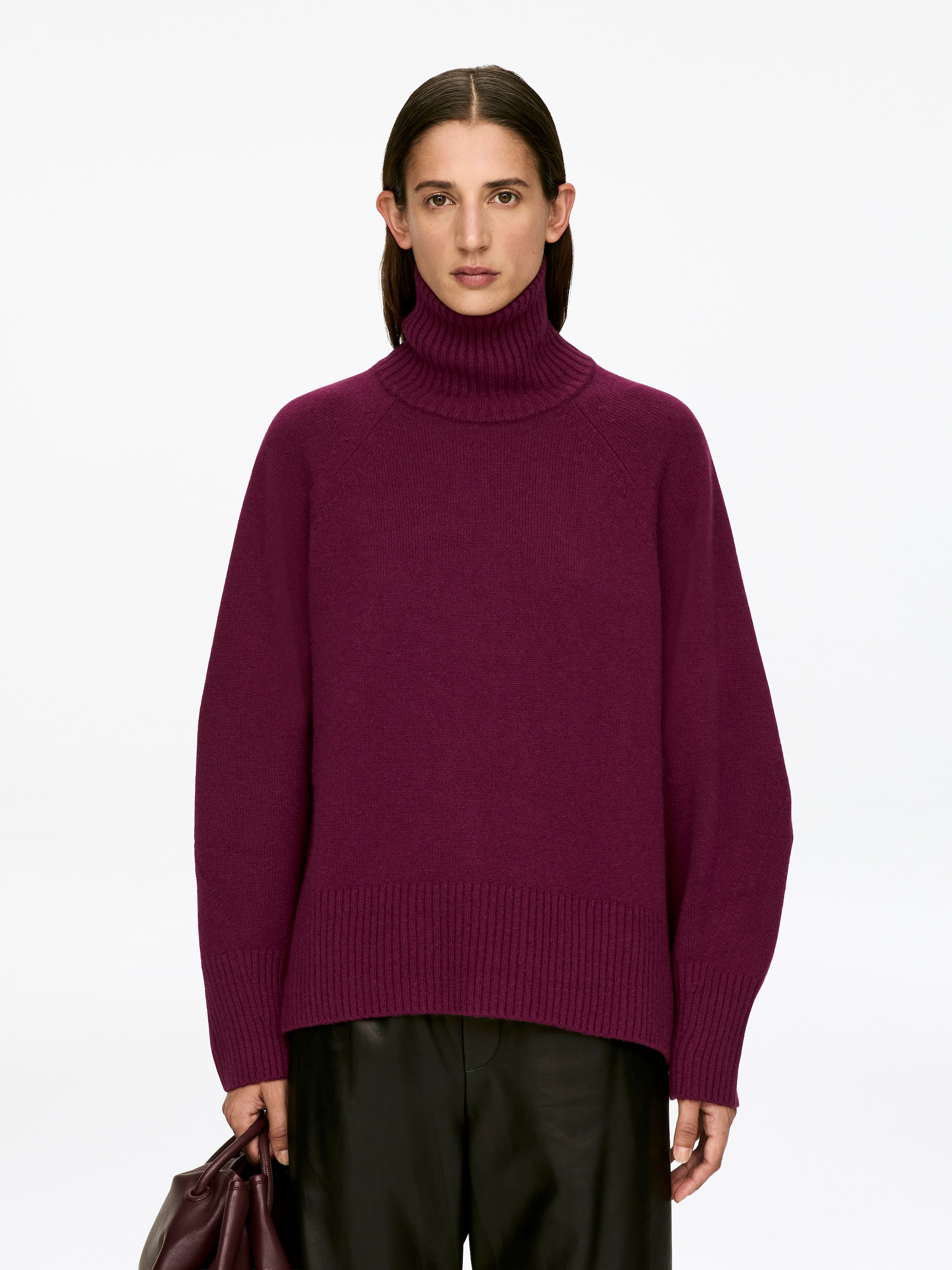 Visualizza immagine più grande: Maglione a collo alto in puro cashmere - Rosso scuro - DONNA | H&M IT 1