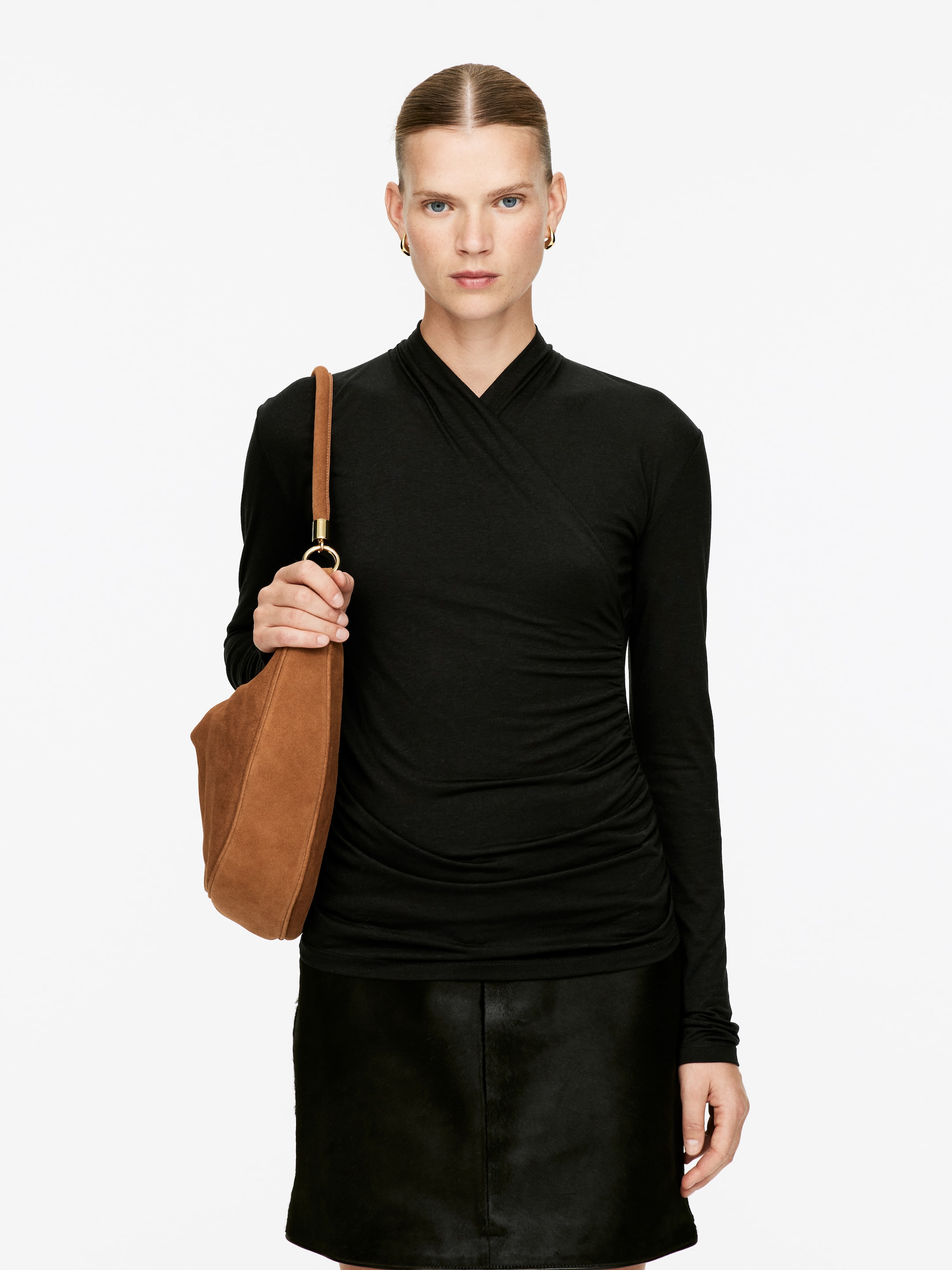 Grotere afbeelding bekijken: Wikkeltop van lyocell-katoen - Zwart - DAMES | H&M BE 1