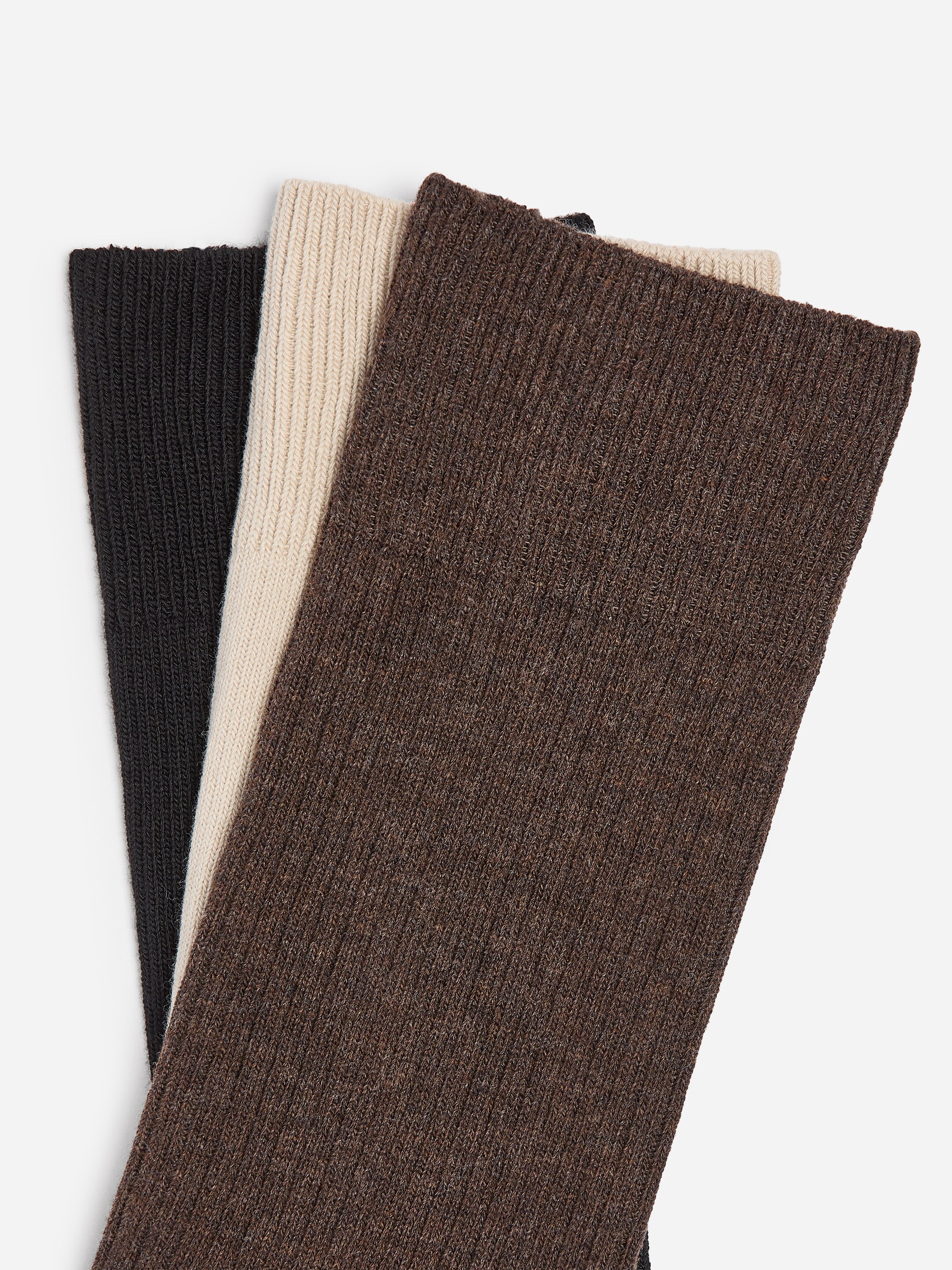 Supima Cotton Rib Socks Set of 3 pairs - Brown/Beige/Black - Men - StillMedia/DescriptiveDetail - 2