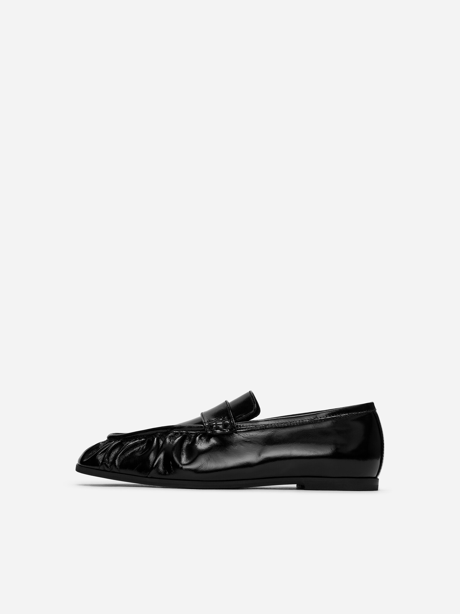Lacquered Leather Loafers - Black - 7