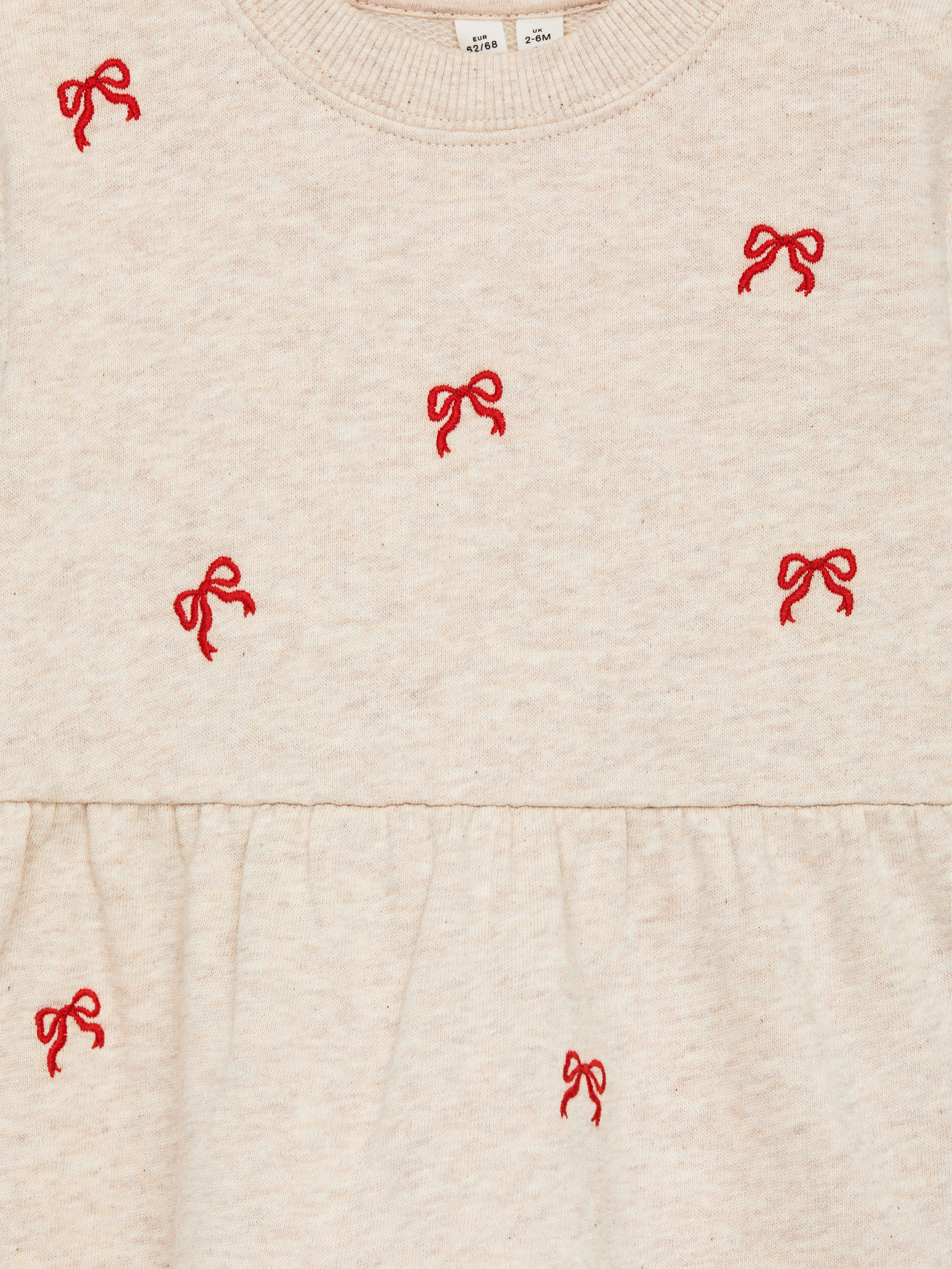 Besticktes Jerseykleid - Beige/Schleifen in Rot - Relaxed Fit - Kinder - StillMedia/DescriptiveDetail - 1