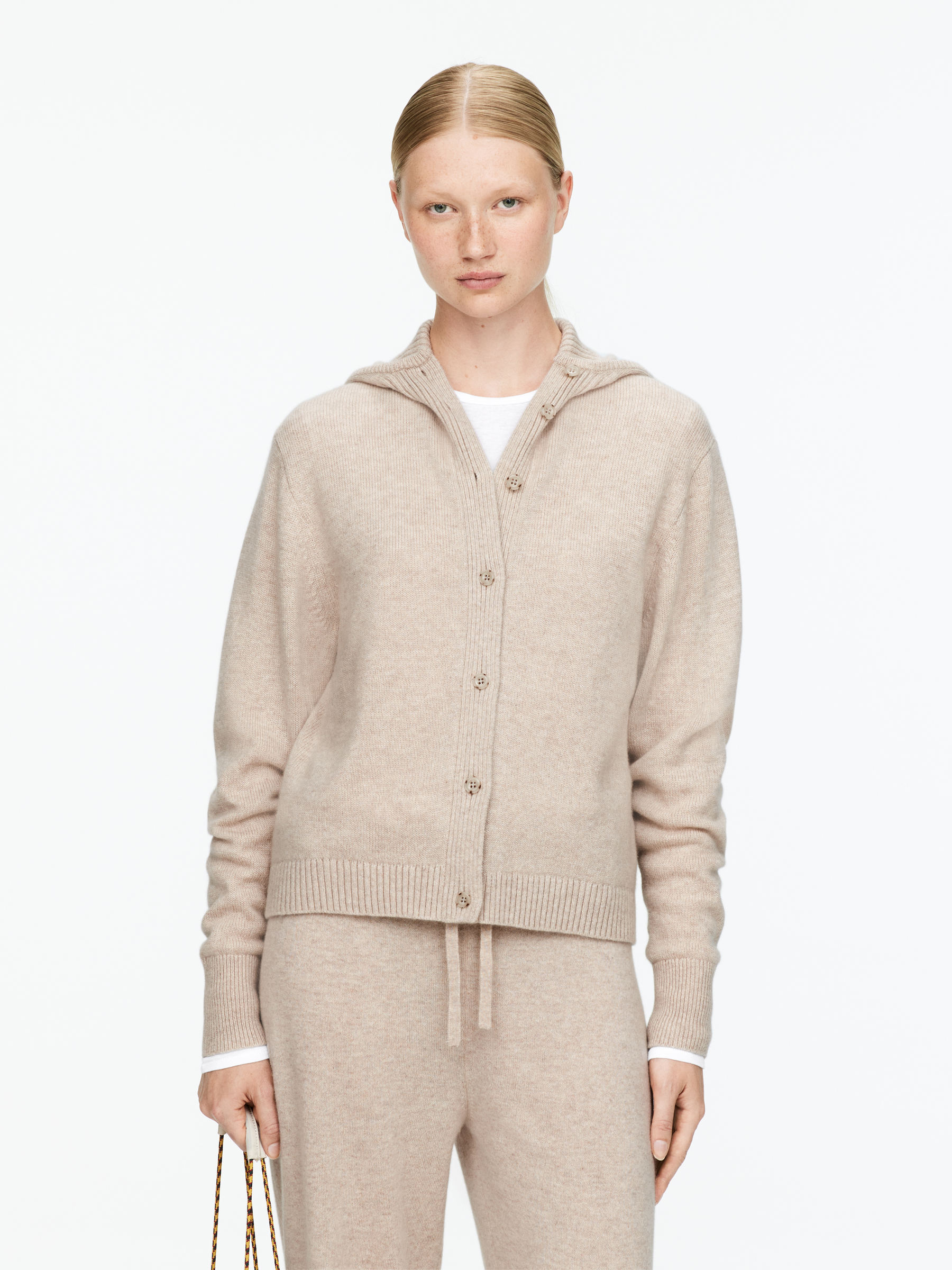 Pure Cashmere Hoodie-#F3EFE5-16423
