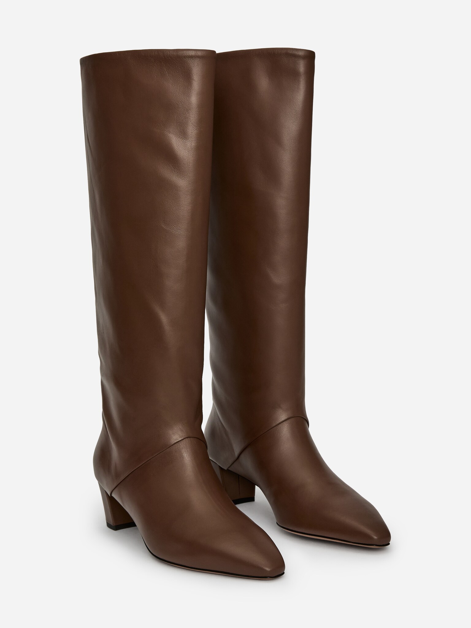 Kožené boty do půli lýtek - Tmavě hnědá - 3