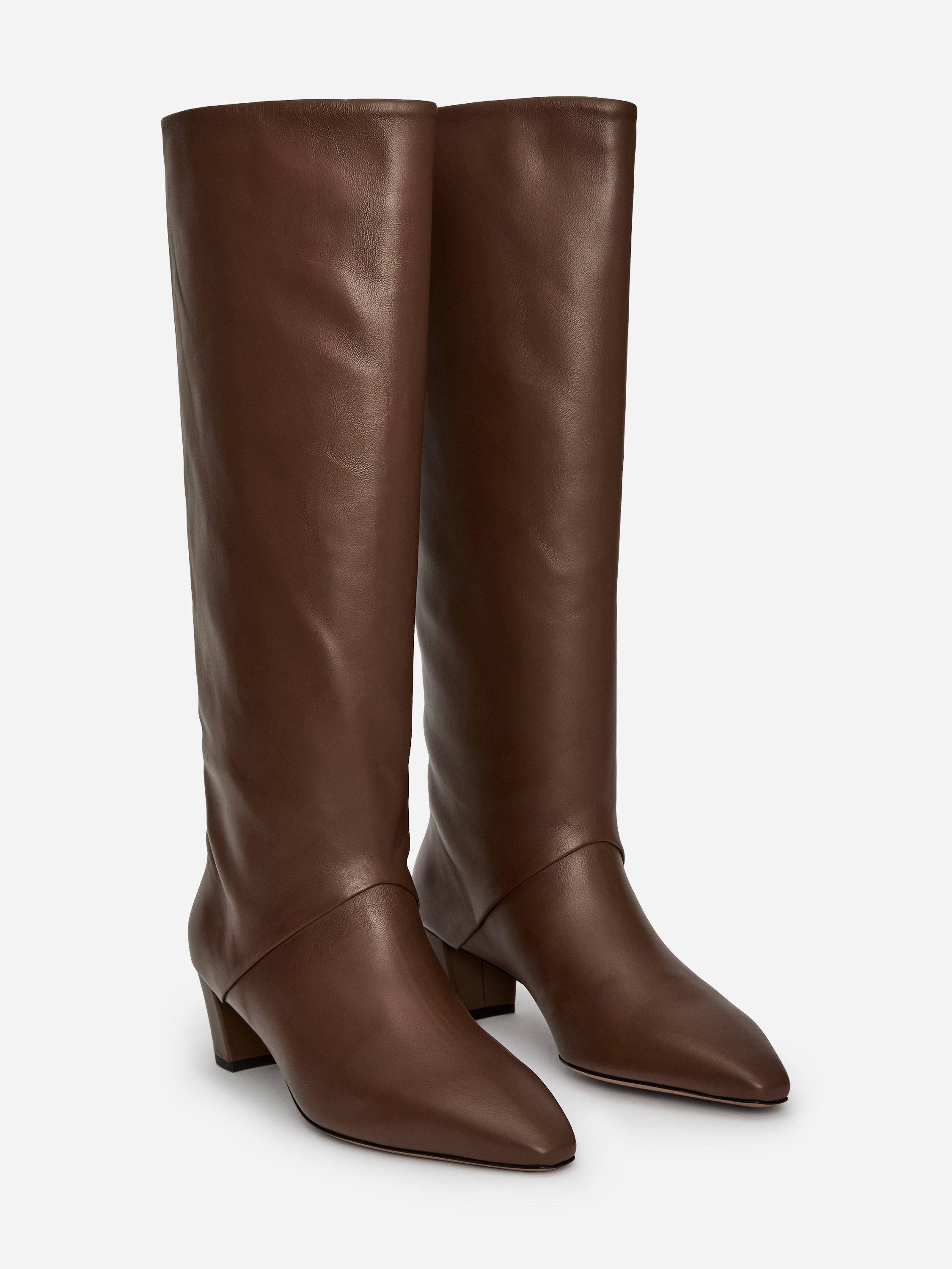 Mid-Calf Leather Boots - Dark Brown - Women - StillMedia/DescriptiveStillLife - 2