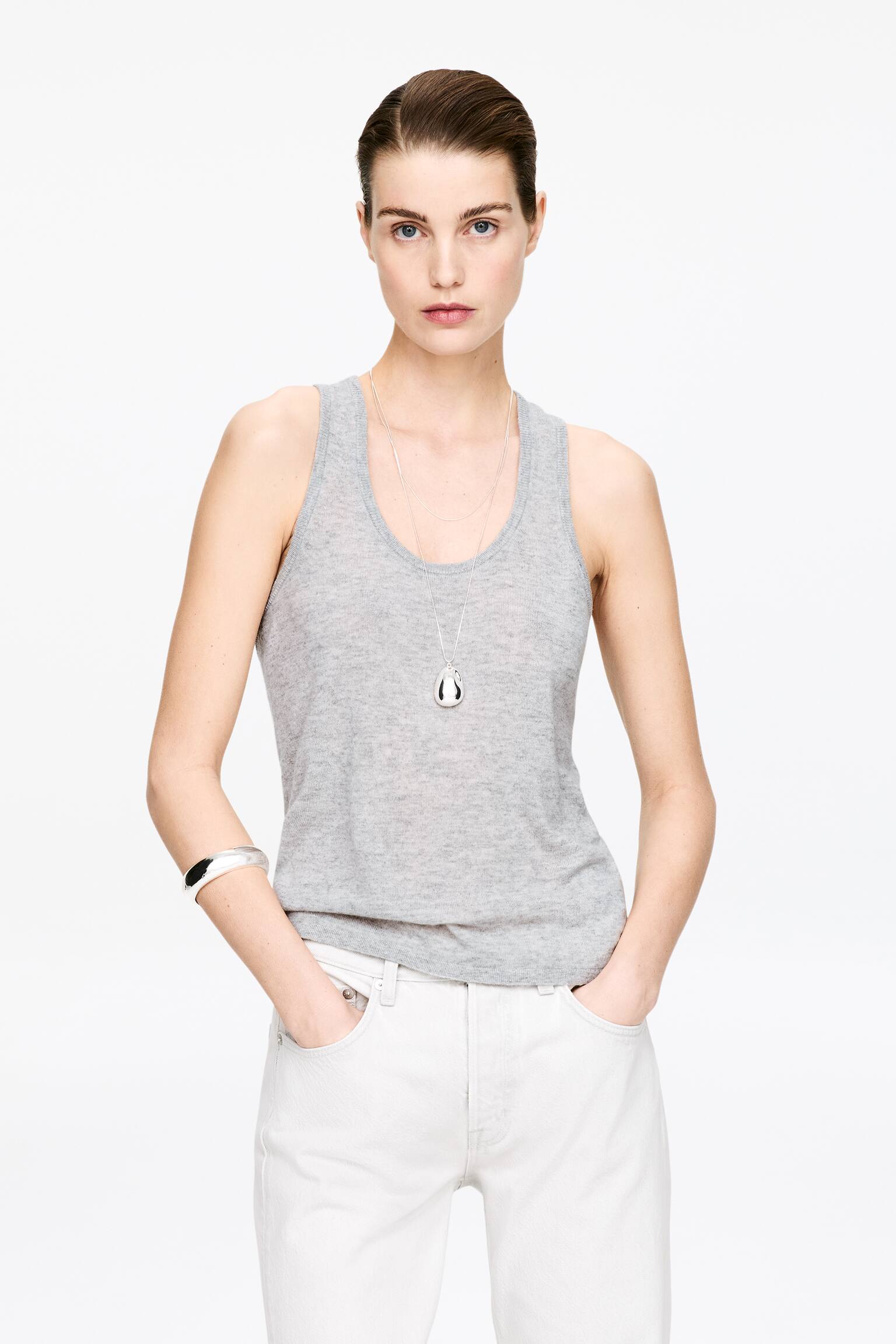 Потник от чист кашмир - Светлосиво - 1