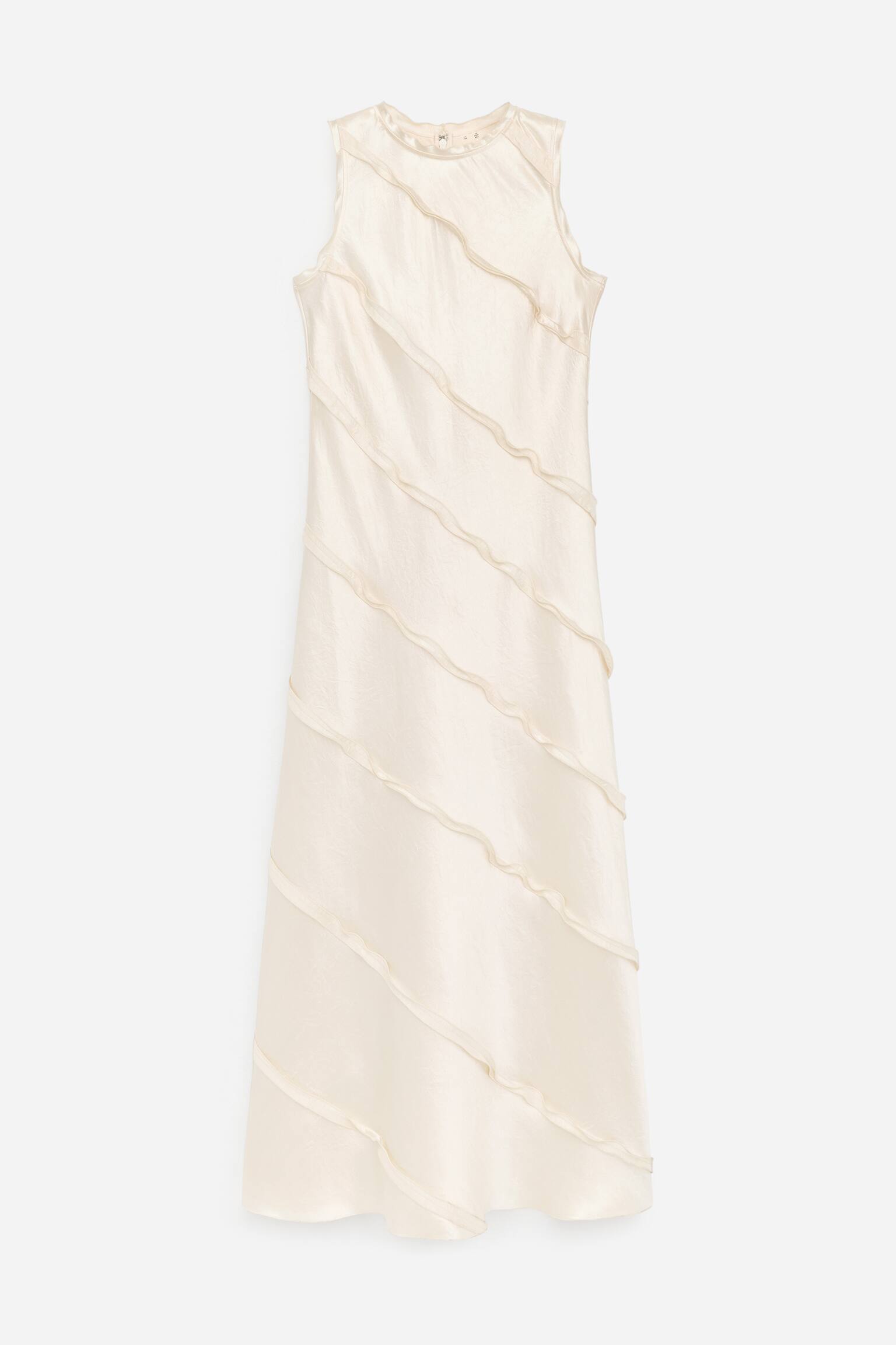 Volangkjole i sateng - Offwhite/Dark Blue - 2