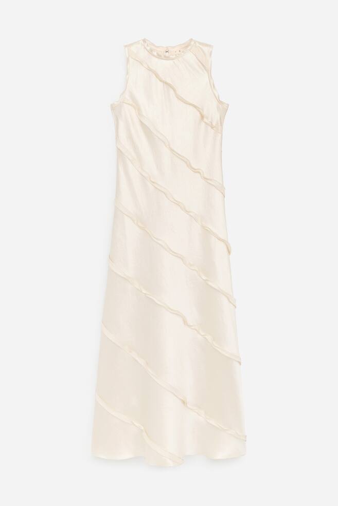 Robe en satin à volants - Blanc cassé/Bleu foncé - 1