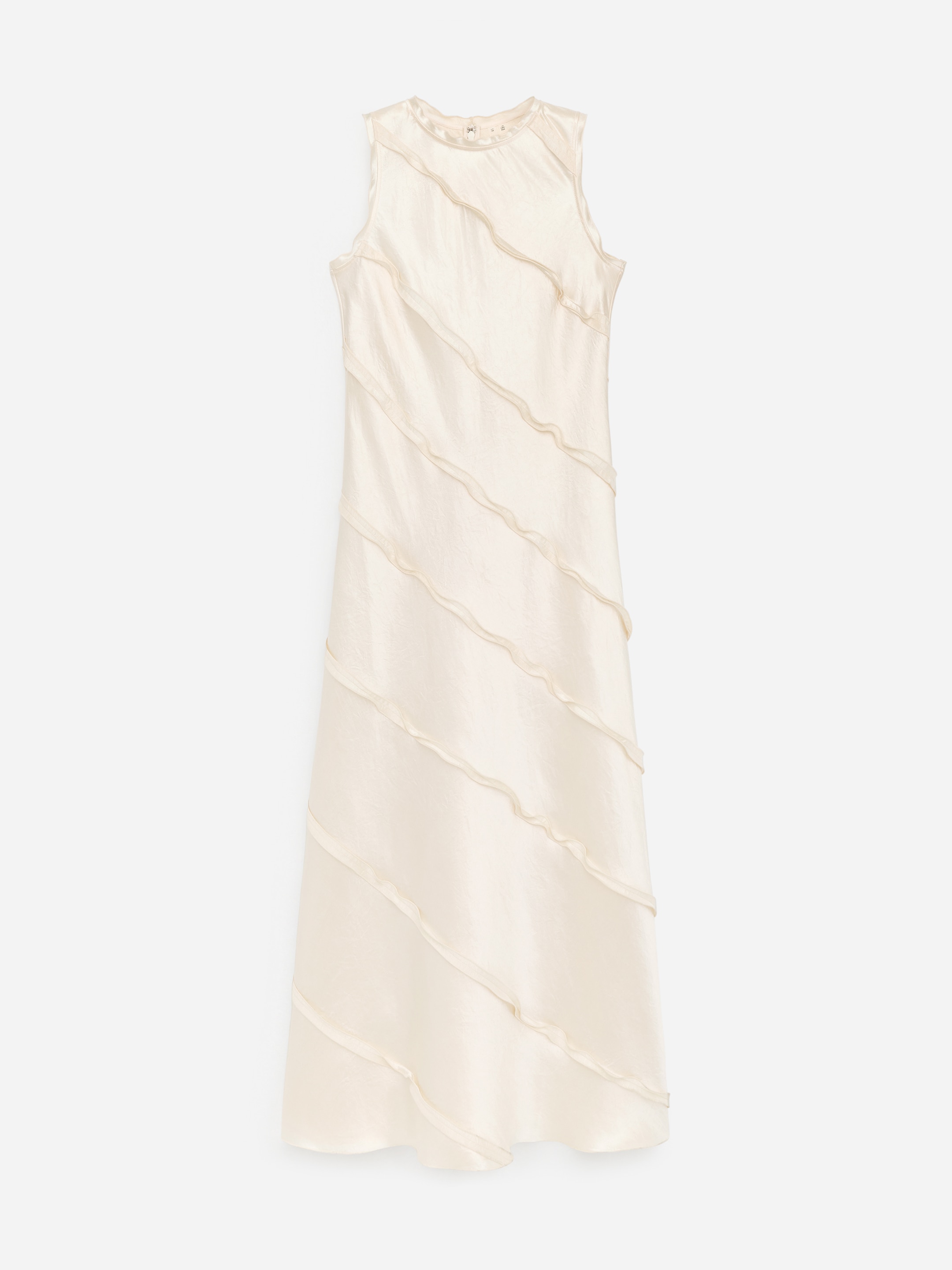 Frill Satin Dress-White-18061