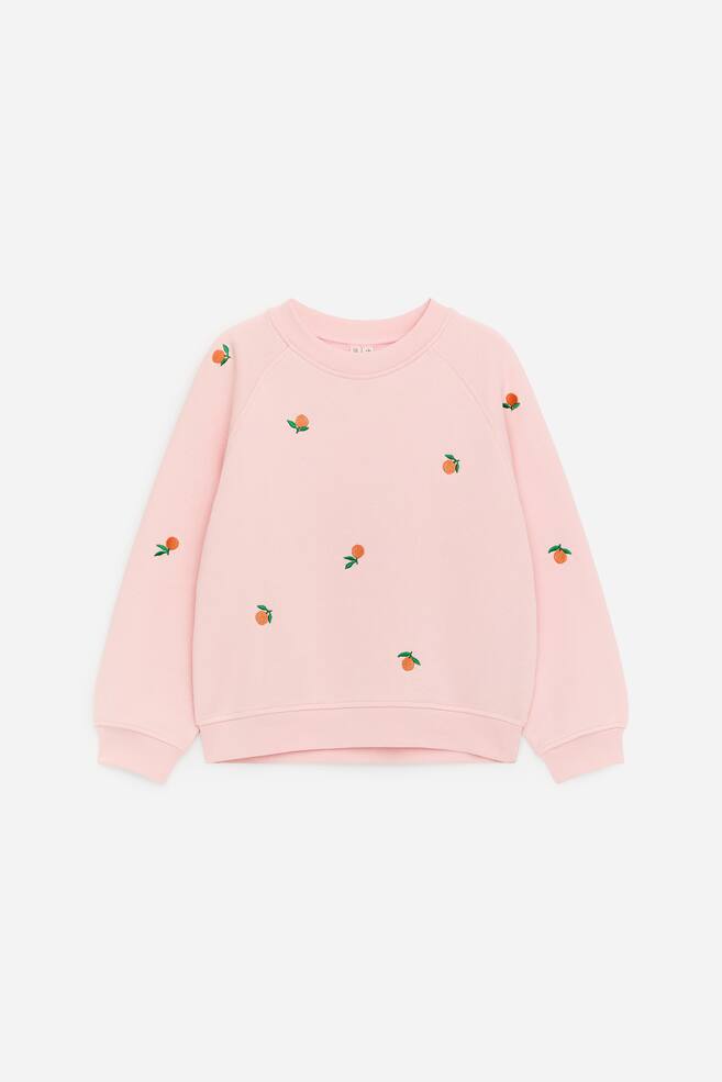 Sweatshirt met borduursel - Roze/sinaasappels - 1