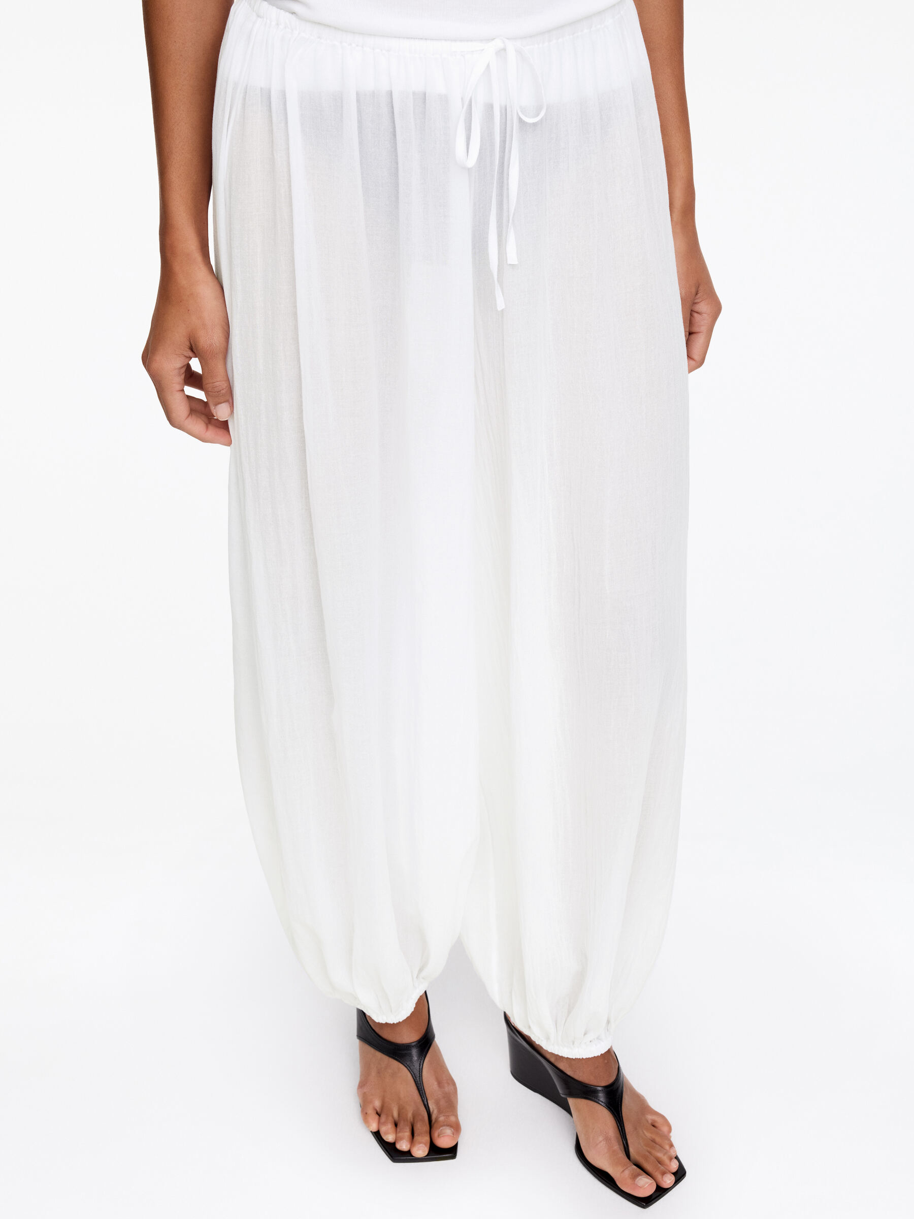 Ballongbyxor i bomull - Vit - Loose fit - Women - StillMedia/Lookbook - 6