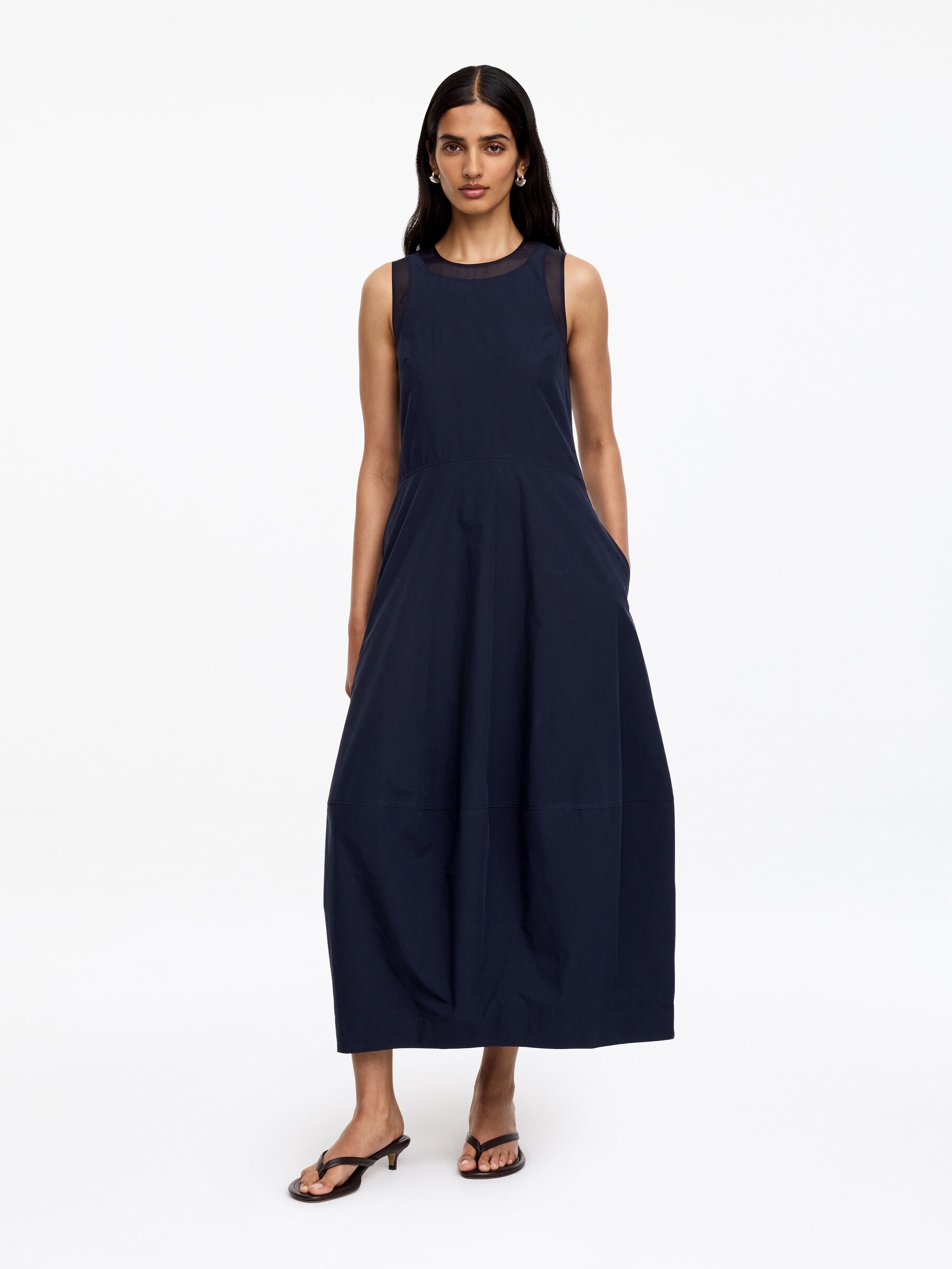 Silk Organza-Trim Dress-#0A041F-19526
