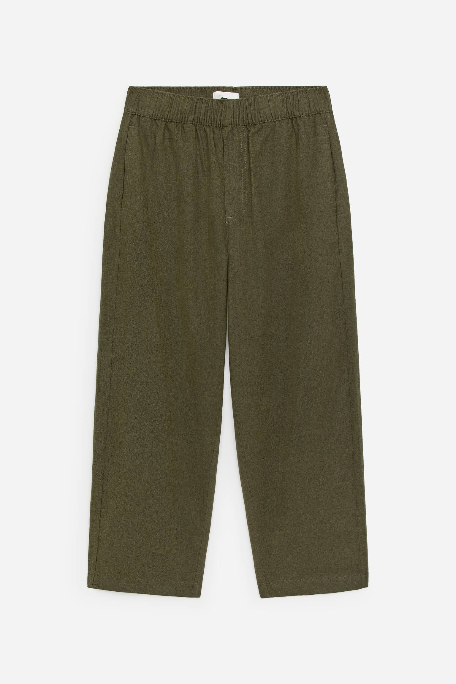 Pull on-bukser i hørblend - Kakigrøn/Mørkeblå