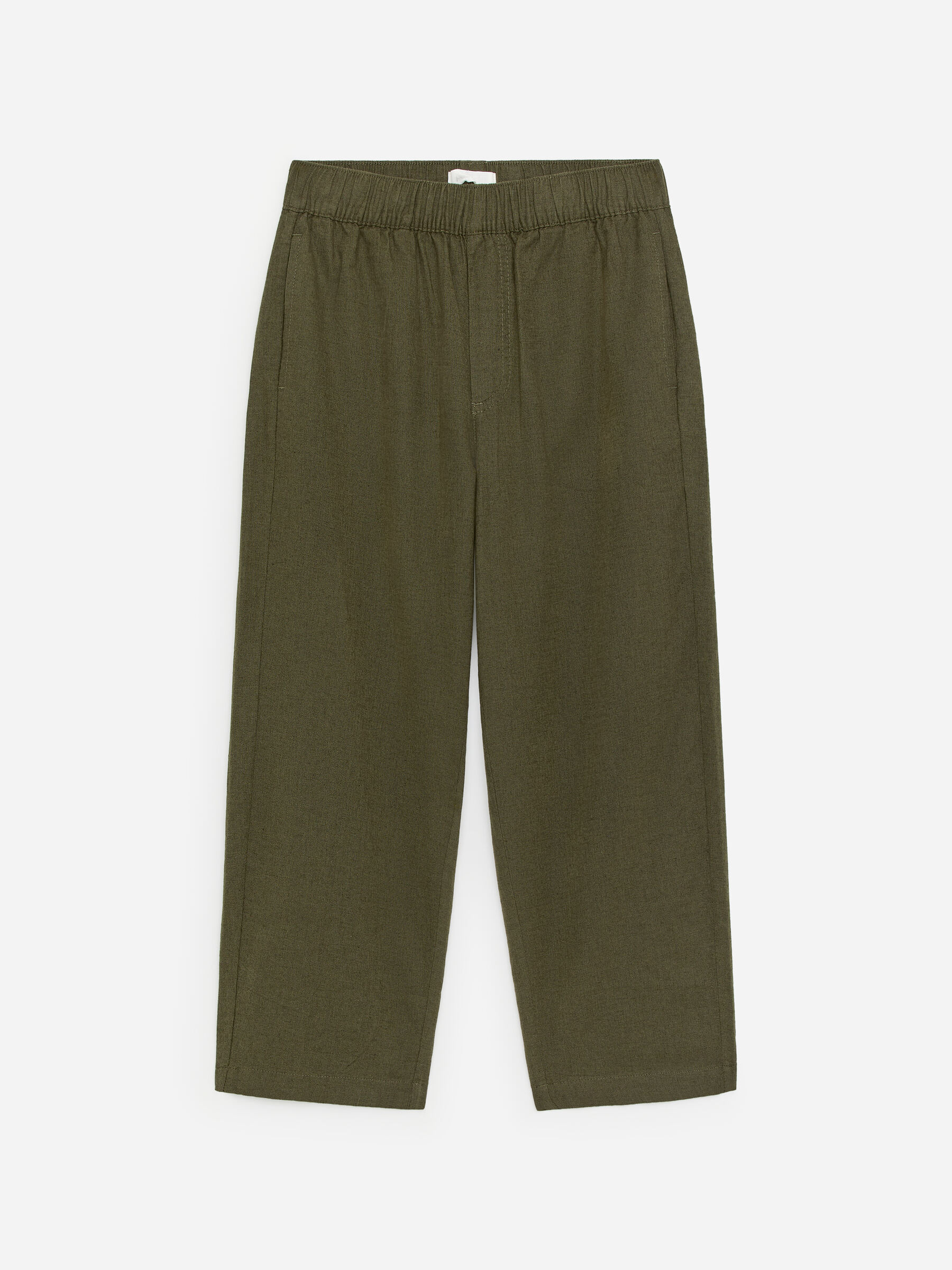 Pull-On Linen Blend Trousers-#444335-18792