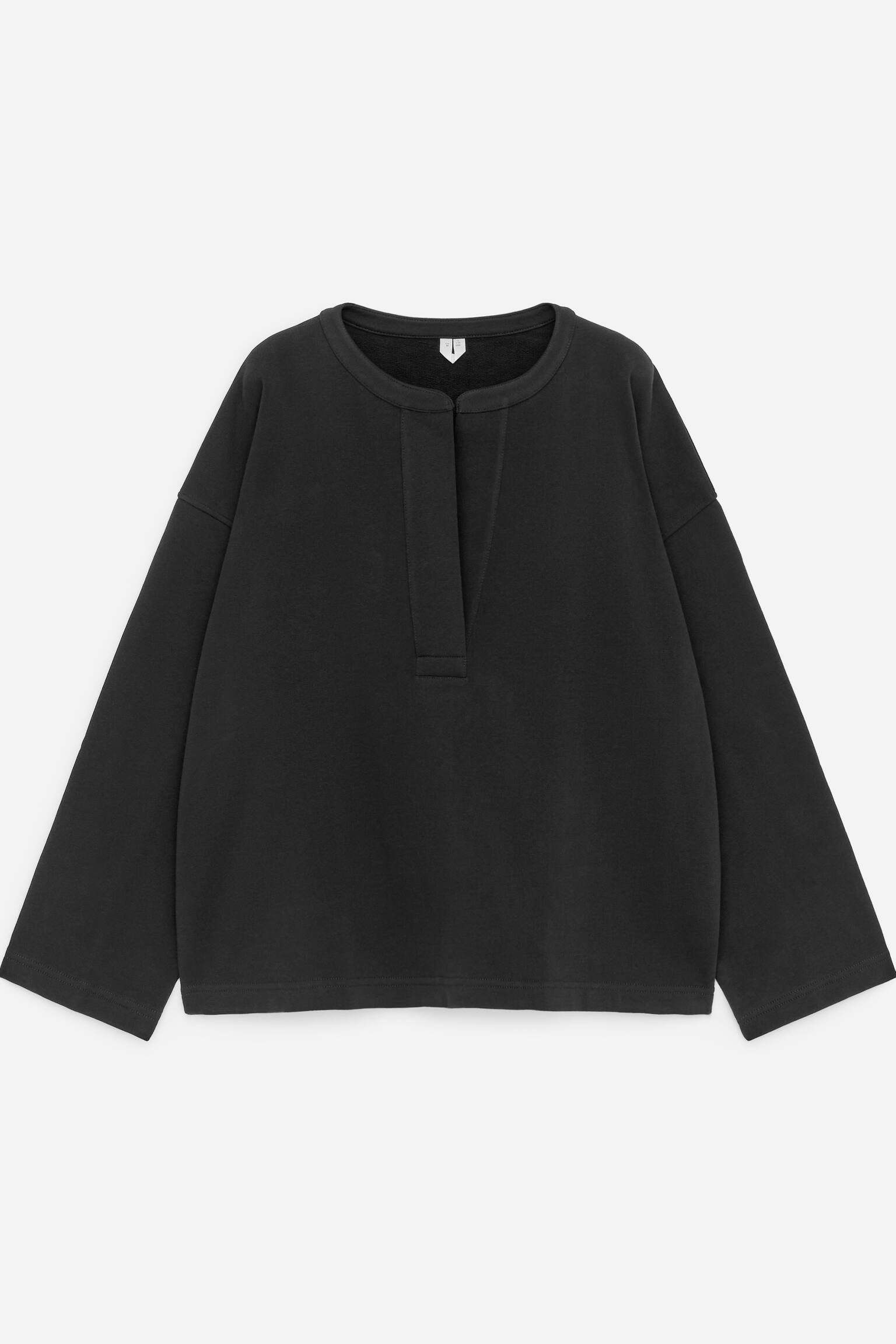 Felpa con falsatura aperta - Nero - 2