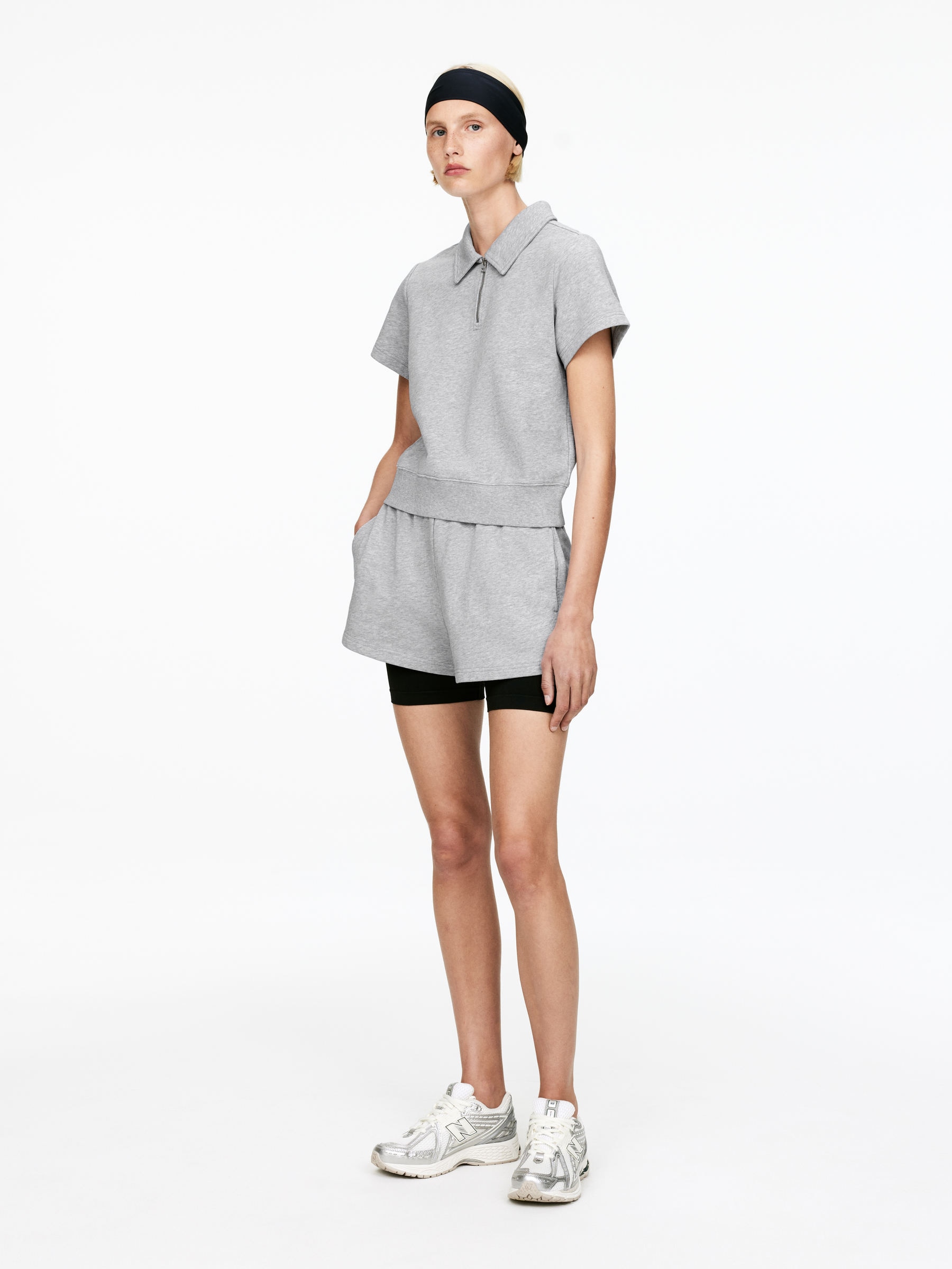 Half-Zip Terry Top - Grey - Regular fit - Women - StillMedia/Lookbook - 5